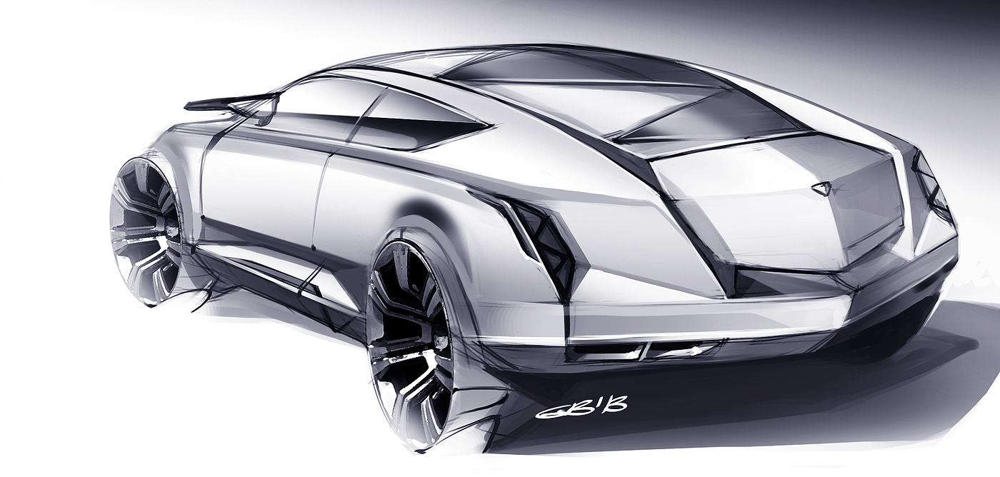 Hand drawn，Automobile design sketch，