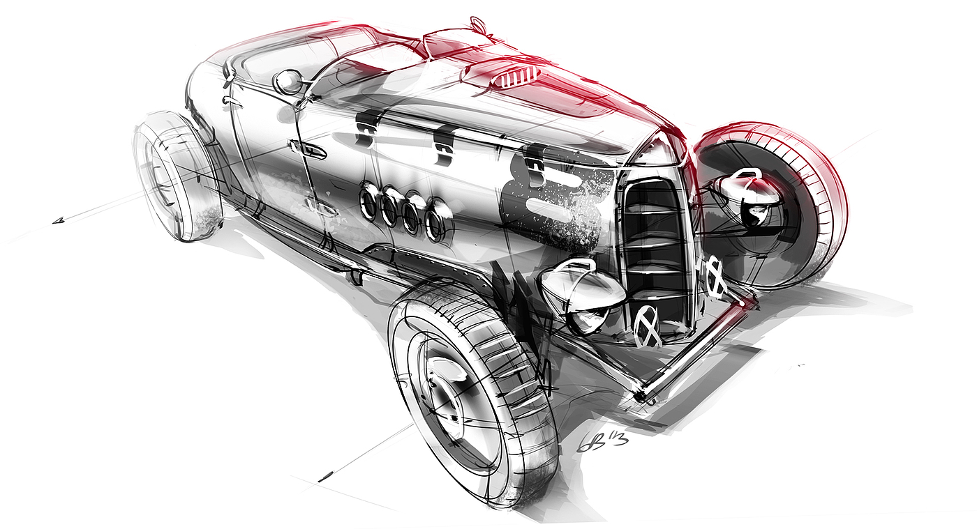 Hand drawn，Automobile design sketch，