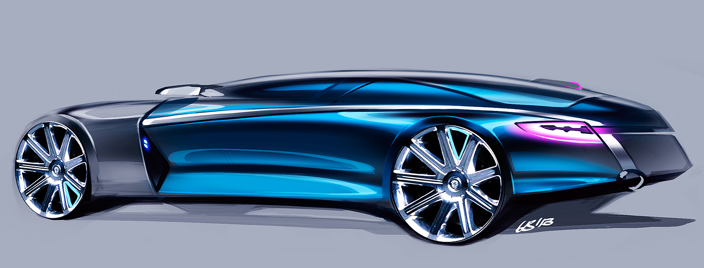 Hand drawn，Automobile design sketch，