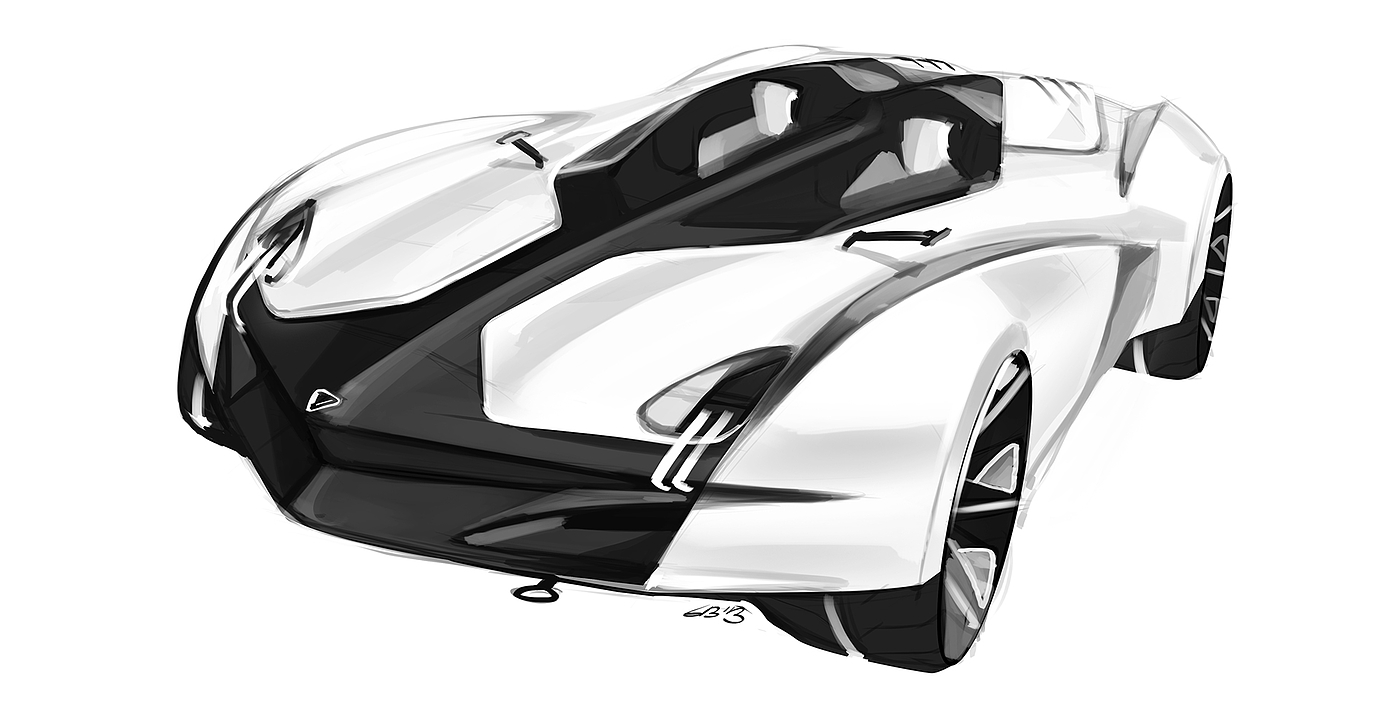 Hand drawn，Automobile design sketch，