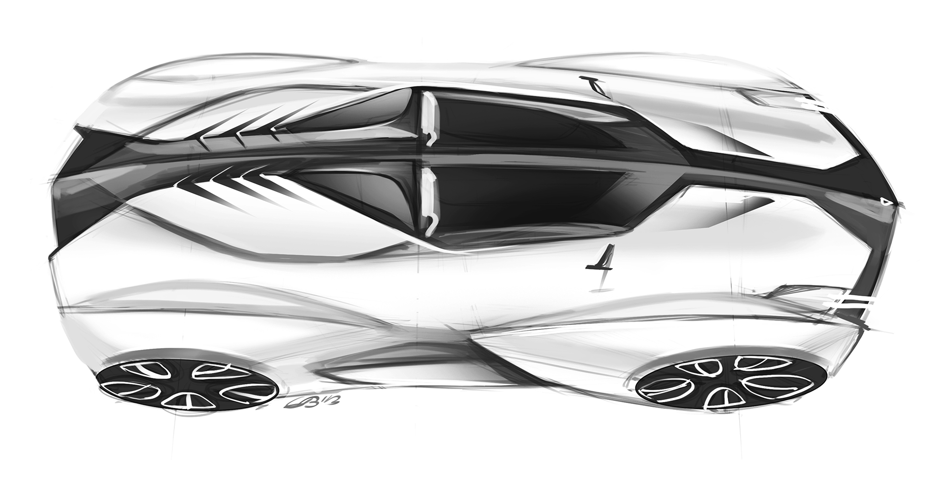 Hand drawn，Automobile design sketch，