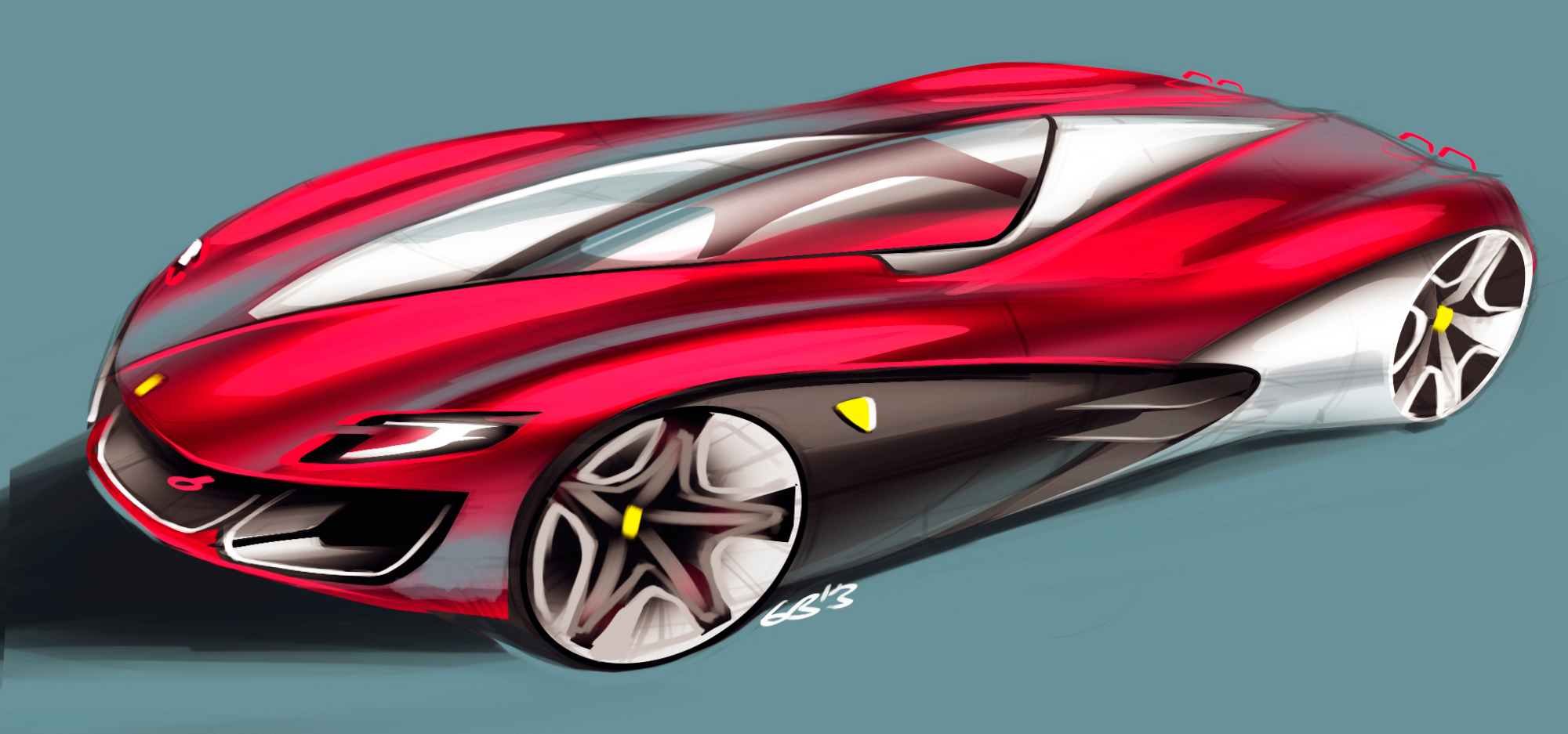 Hand drawn，Automobile design sketch，