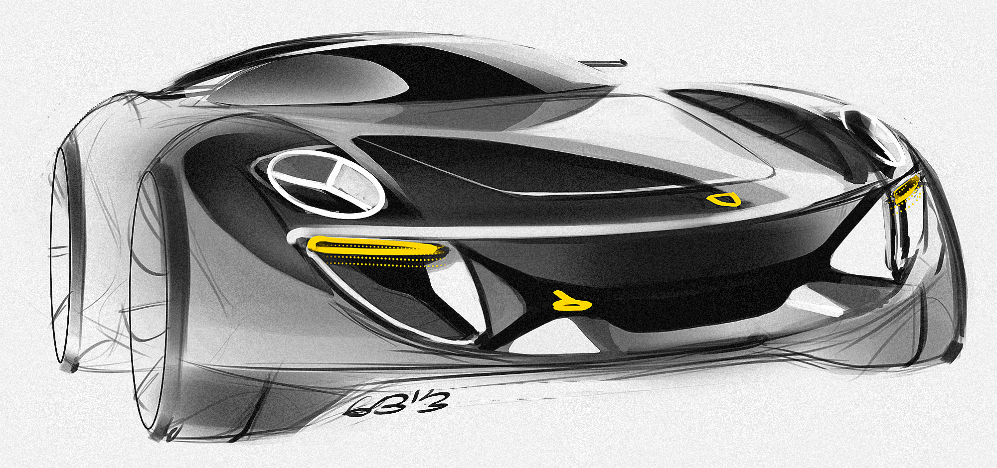 Hand drawn，Automobile design sketch，