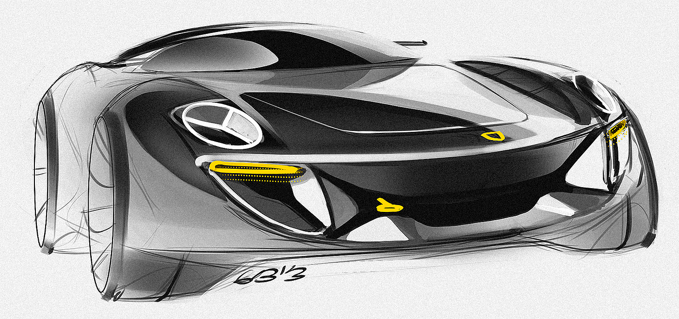 Hand drawn，Automobile design sketch，