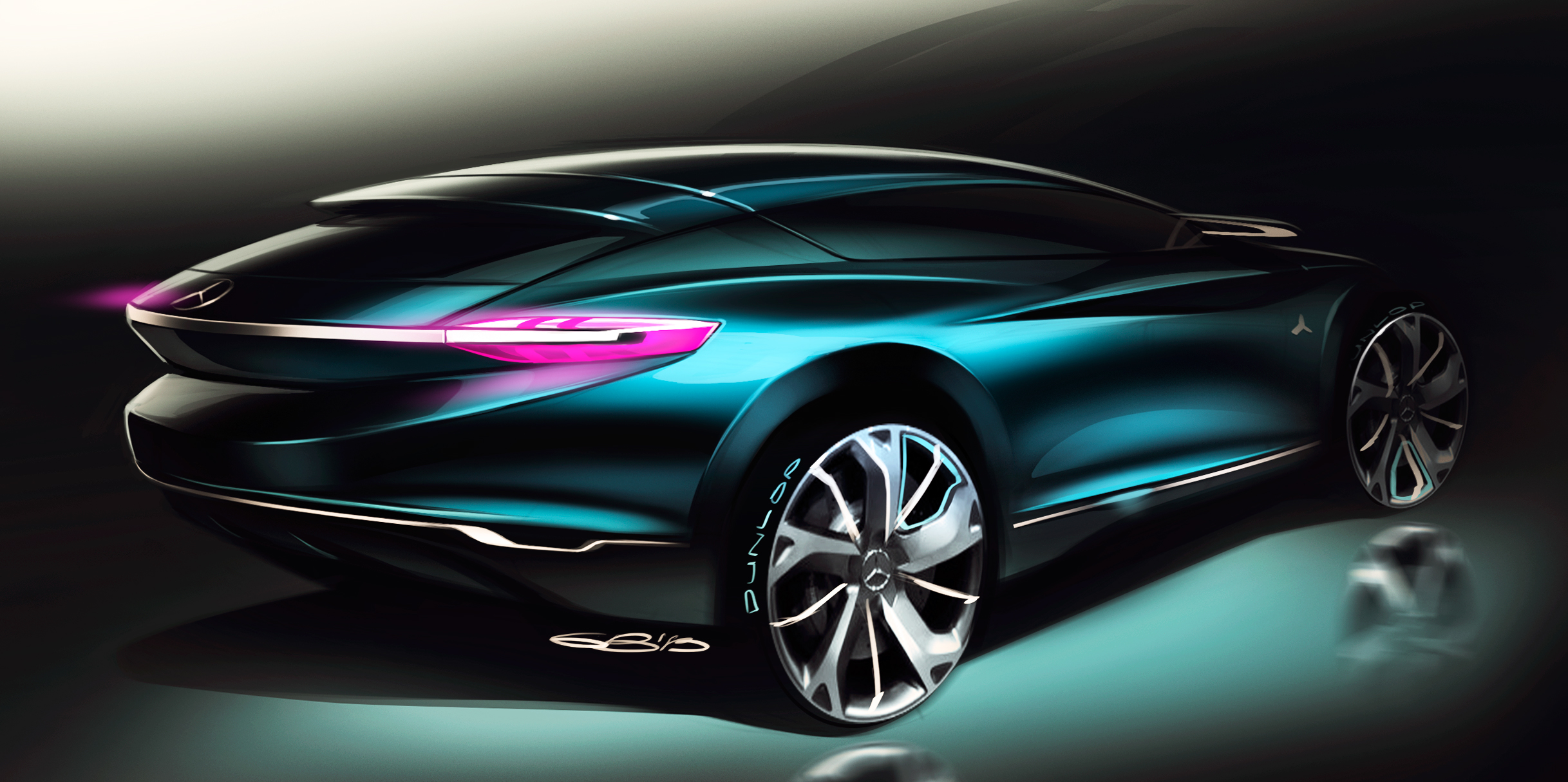 Hand drawn，Automobile design sketch，