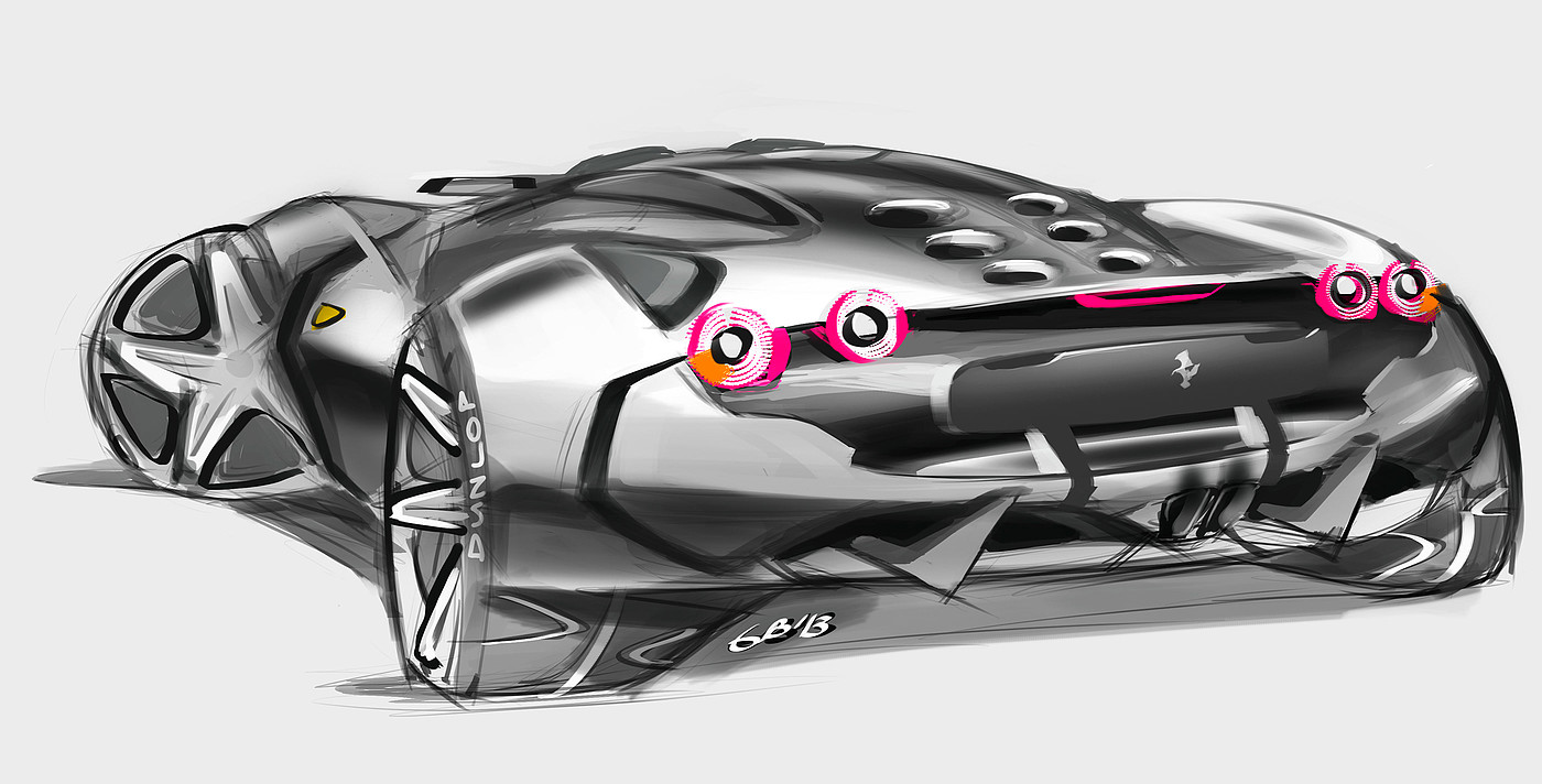 Hand drawn，Automobile design sketch，