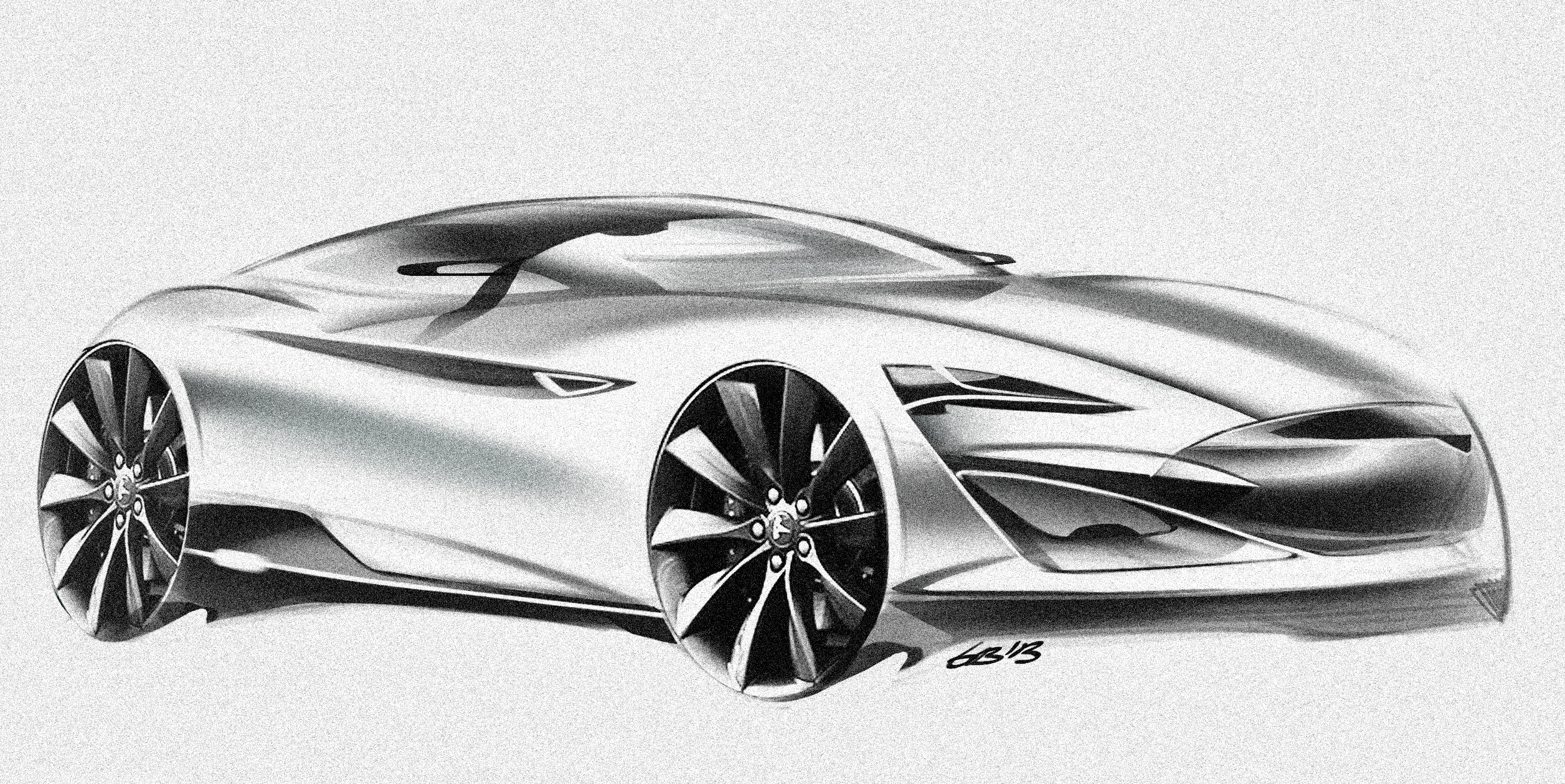 Hand drawn，Automobile design sketch，