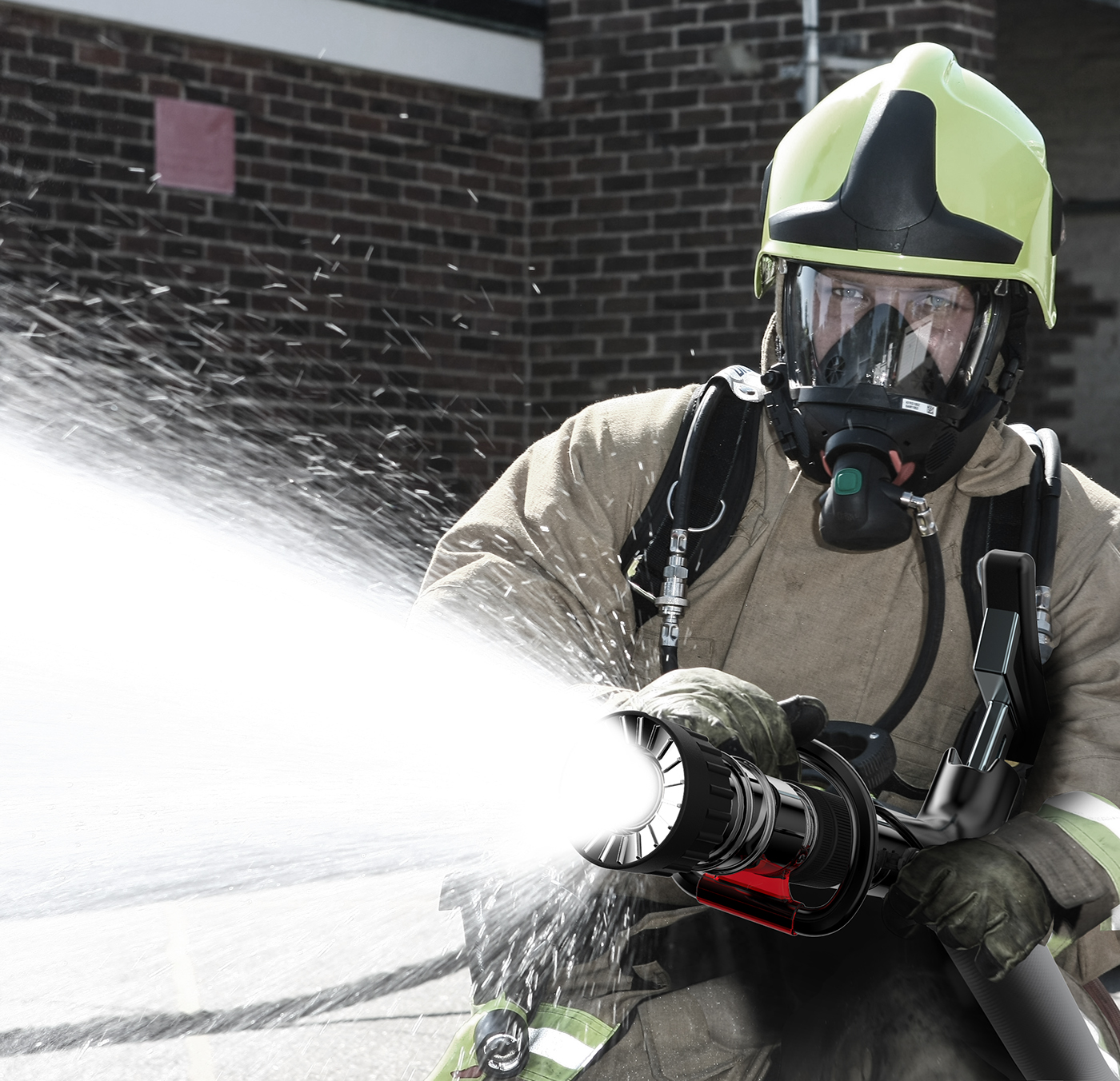 Fire fighting，Armpit，fire hose，Axillary type，Fire spray gun，sketch，