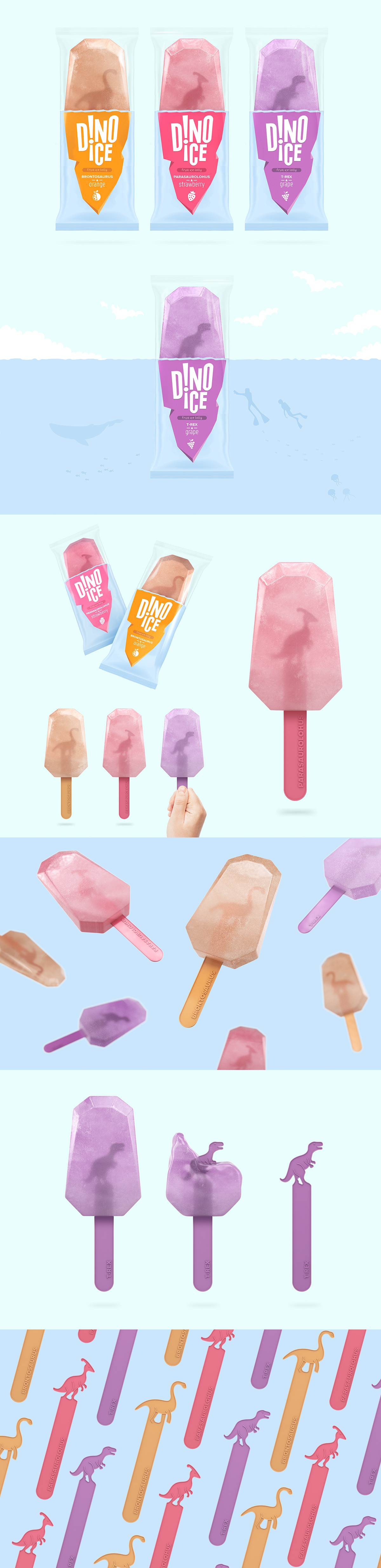 DINO ICE，packing design，Popsicle，