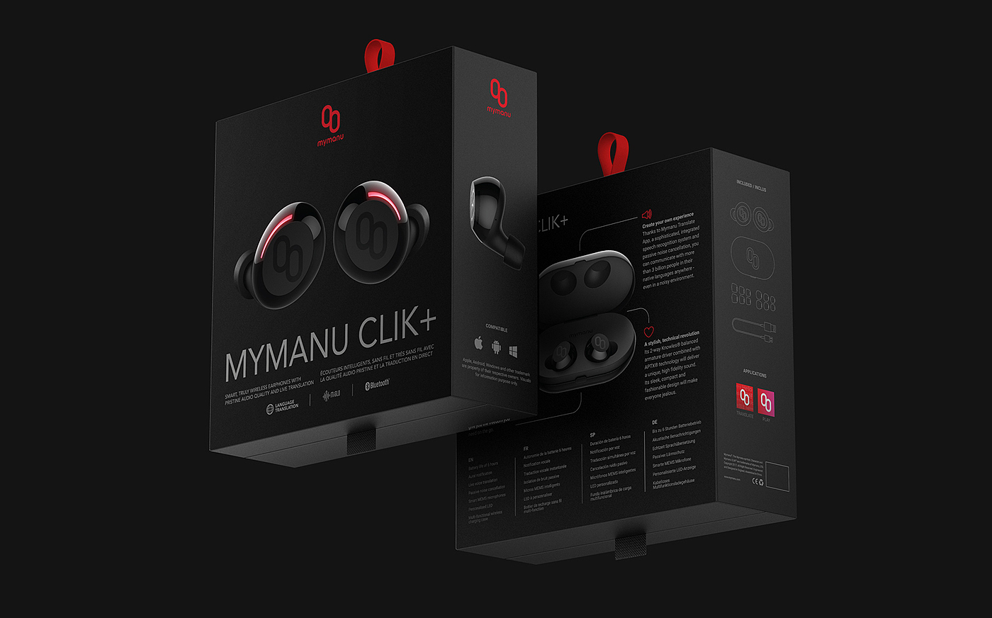 Click more，translate，charge，wireless，headset，black，