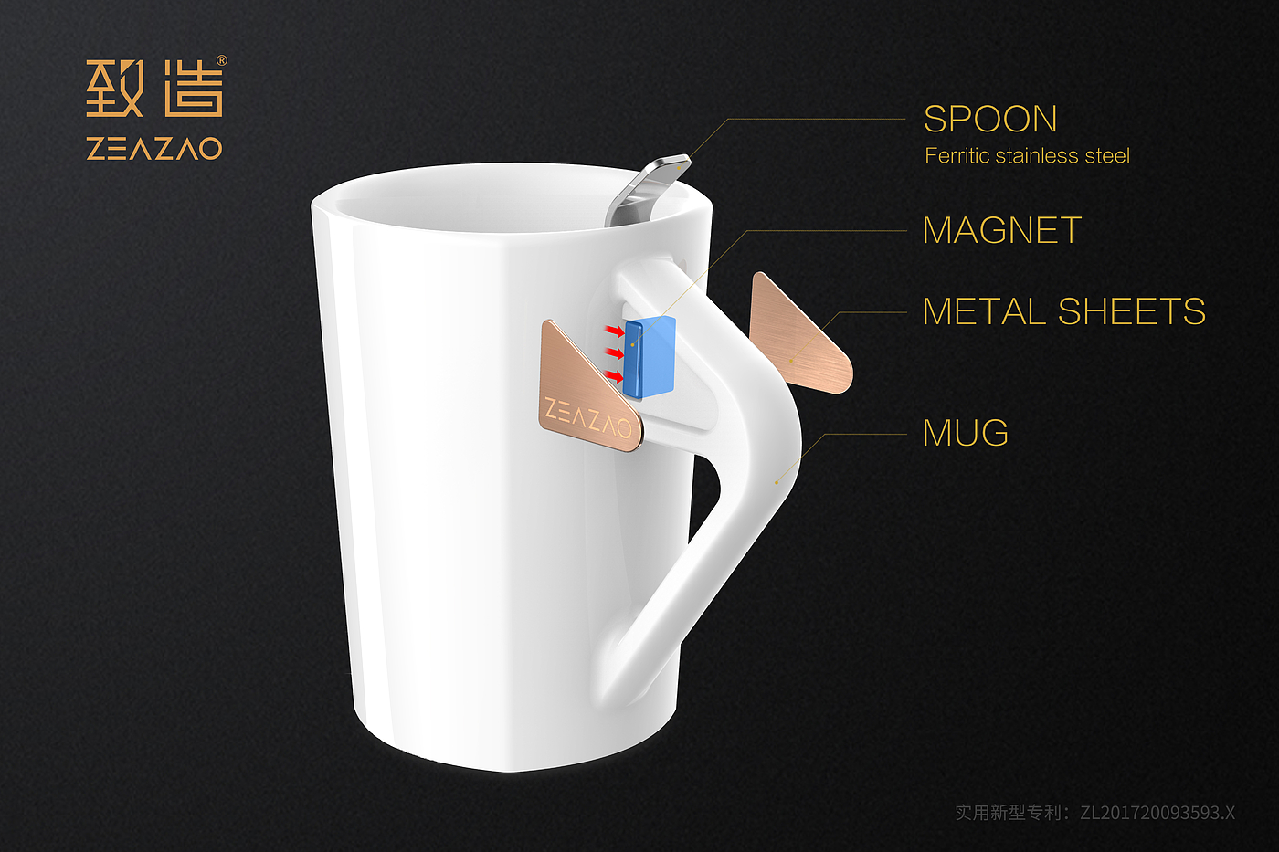 Mug，Ceramic cup，industrial design，originality，Magnetic attraction，Design Award，INNODESIGN，