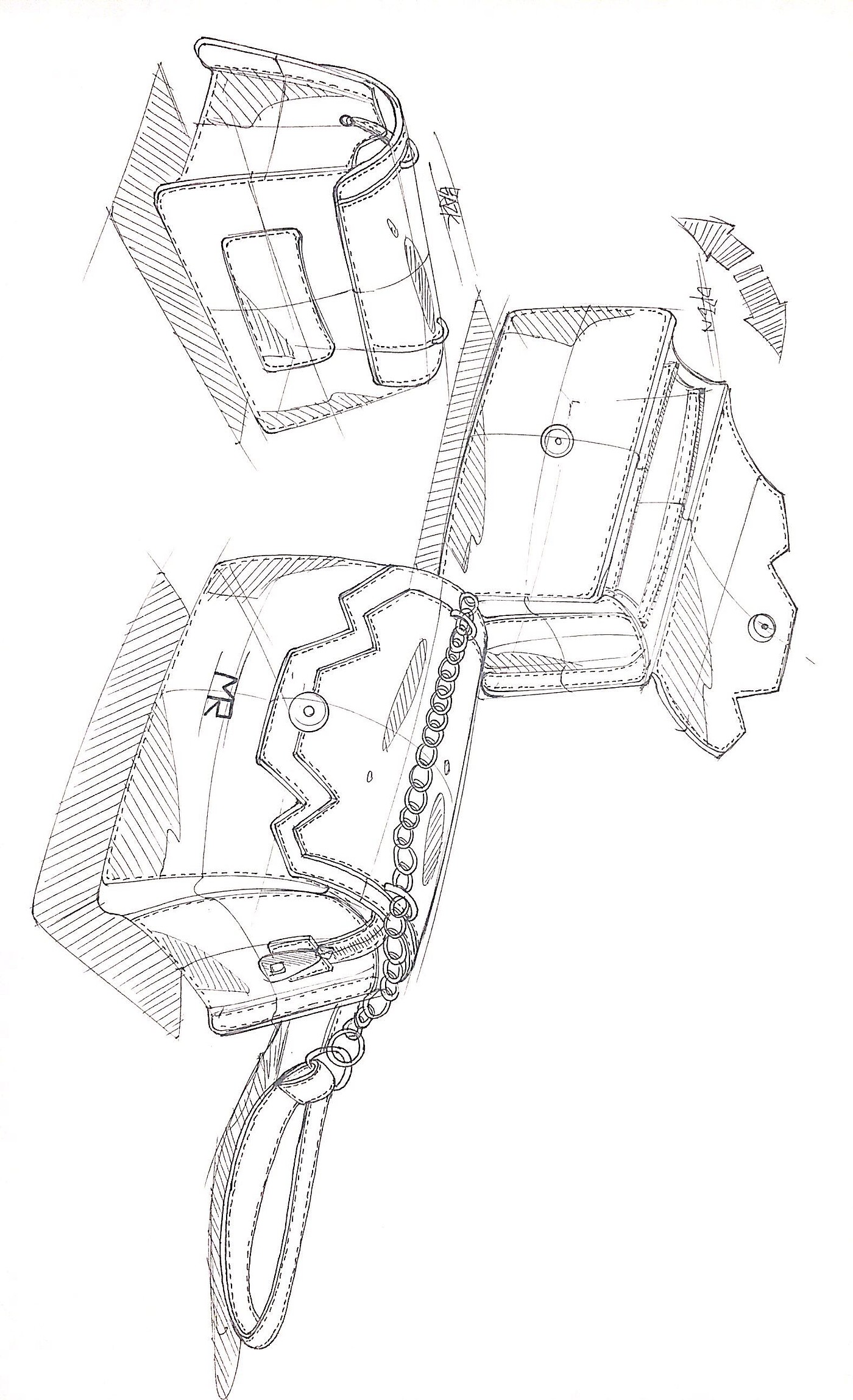 Luggage design line draft，