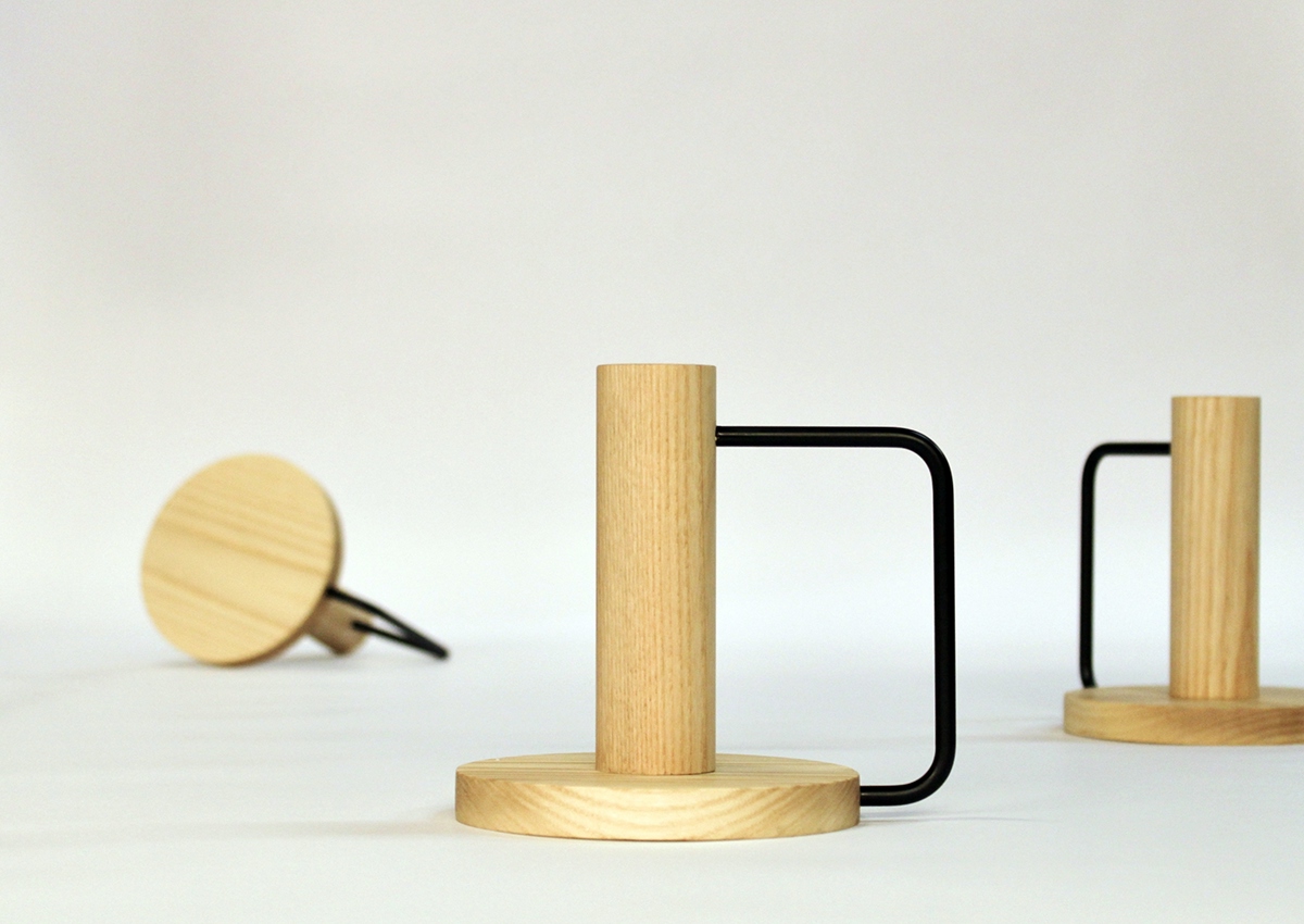 product design，industrial design，Metal，wood，Candlestick，