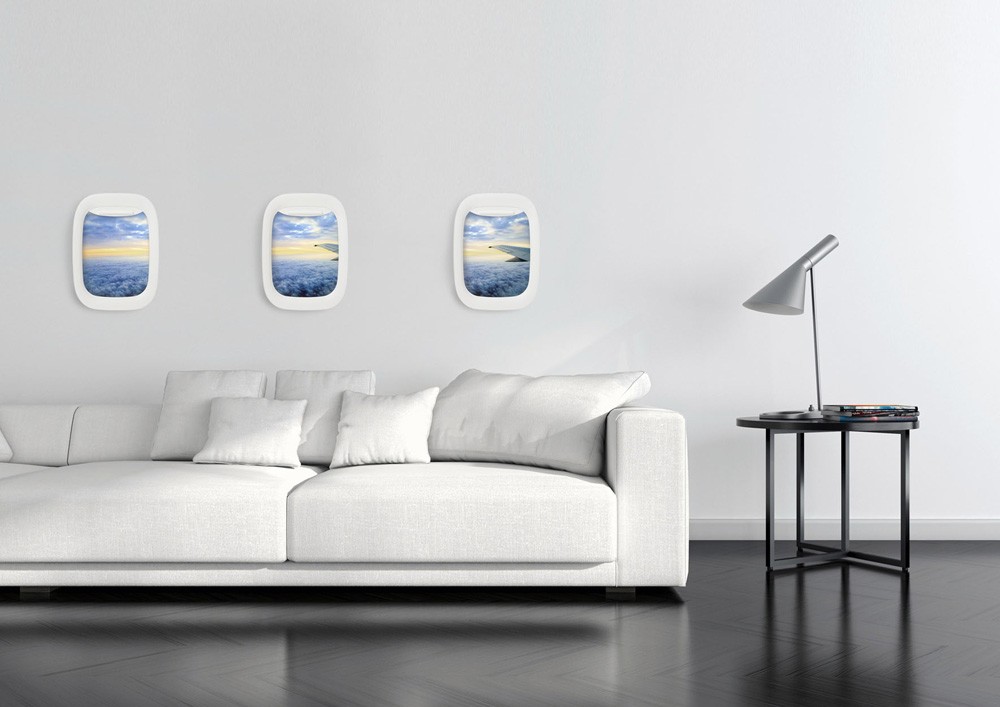 Aircraft window，Picture frame，Three frames，Hanging frame，white，