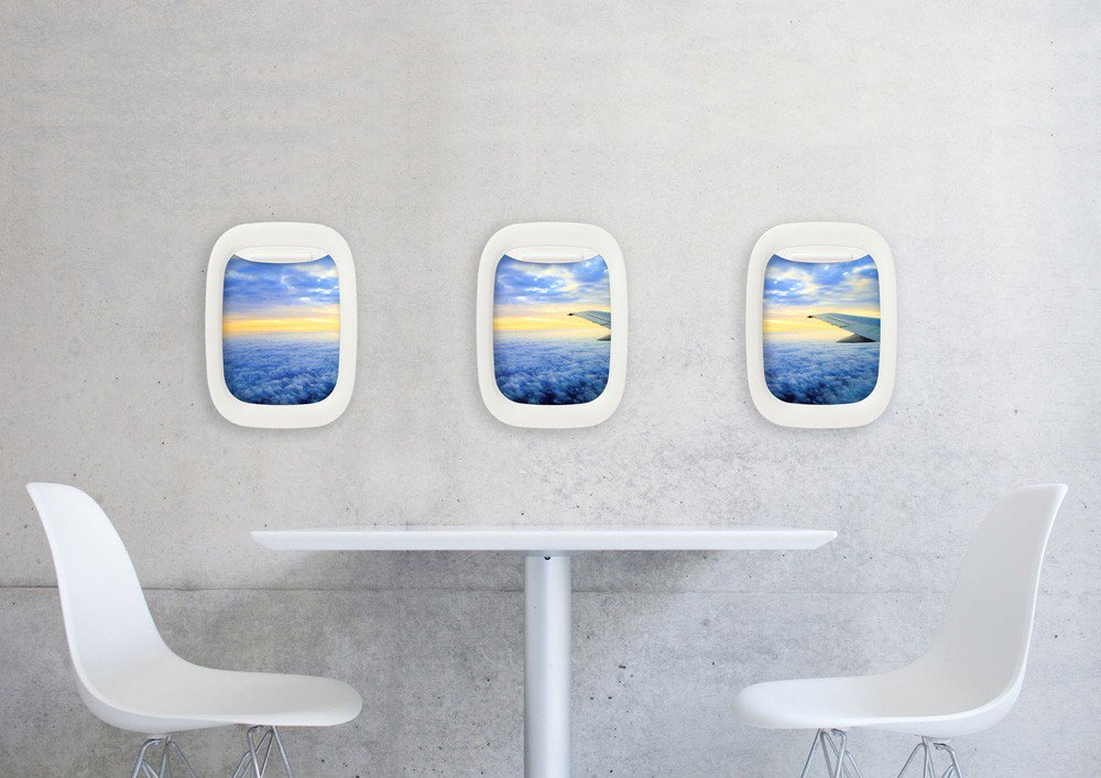 Aircraft window，Picture frame，Three frames，Hanging frame，white，