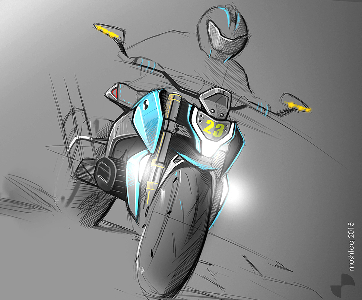 motorcycle，sketch，ps，