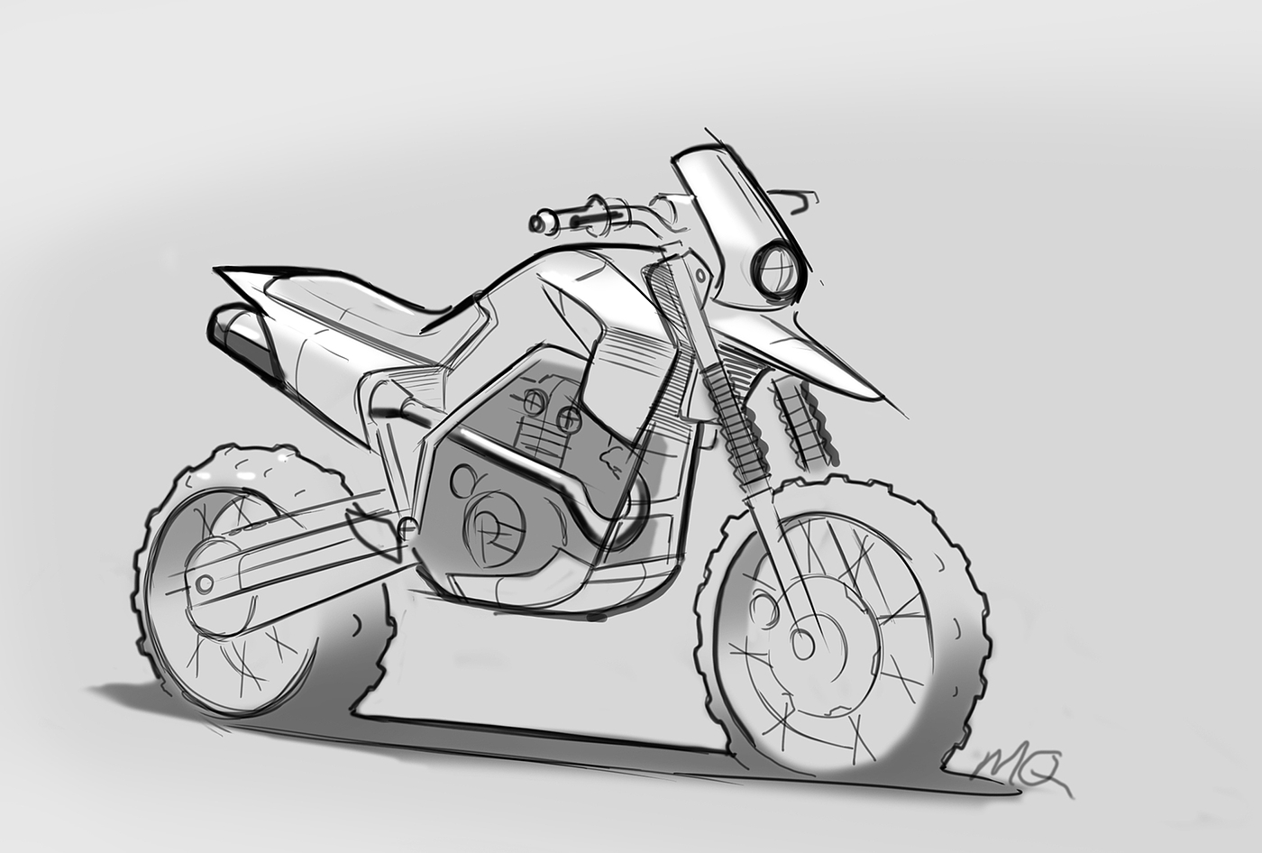 motorcycle，sketch，ps，