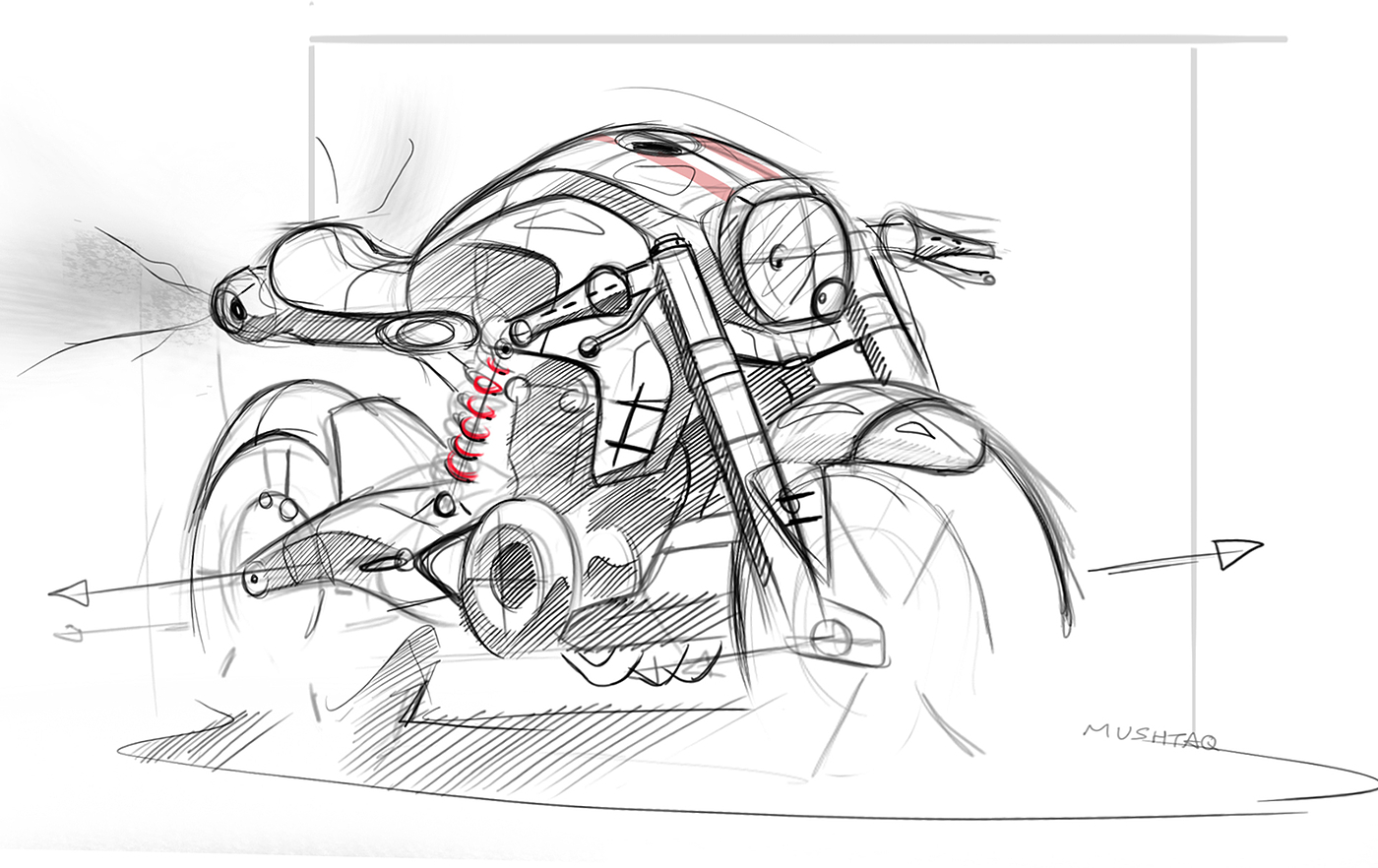 motorcycle，sketch，ps，