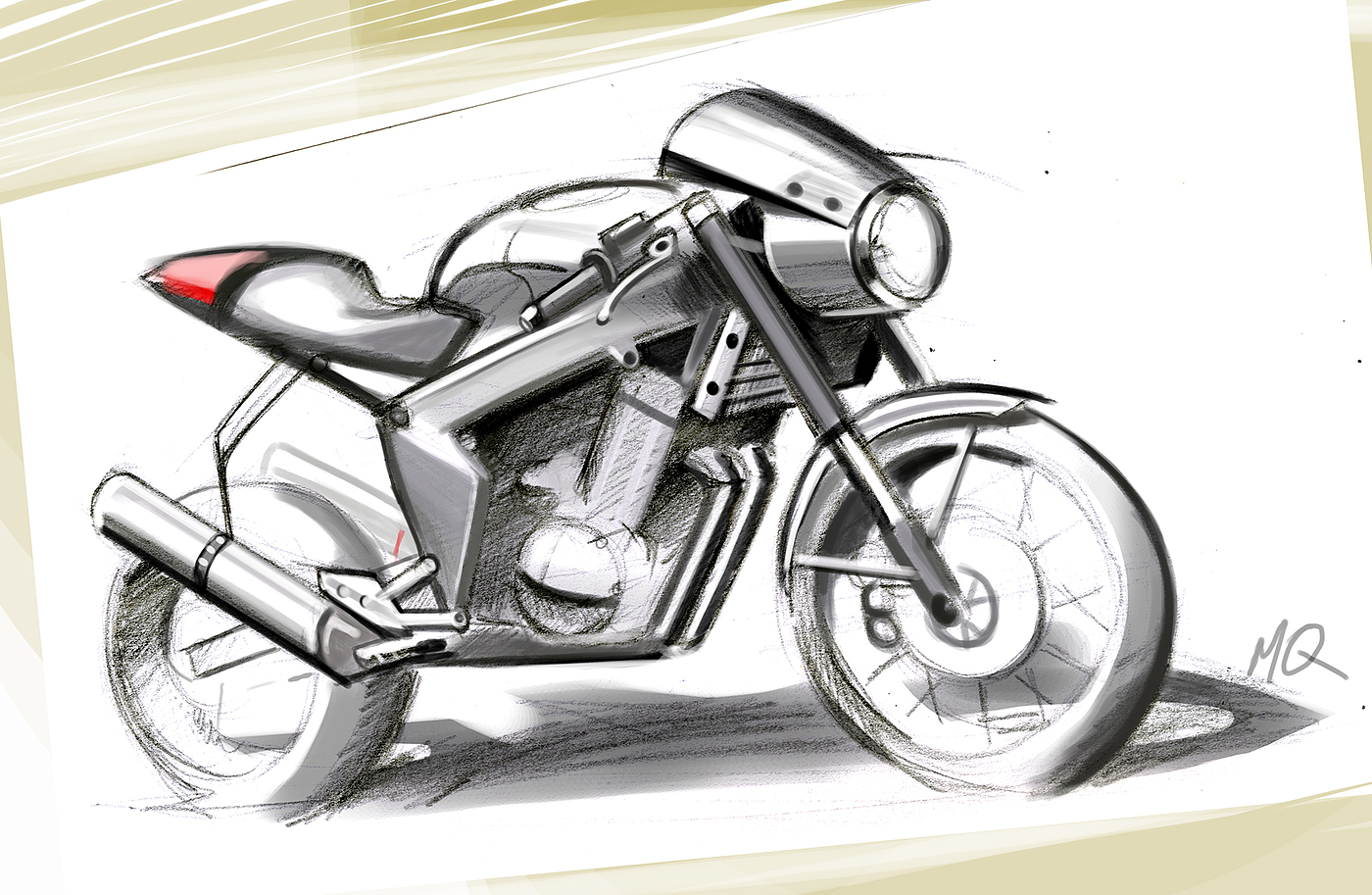 motorcycle，sketch，ps，