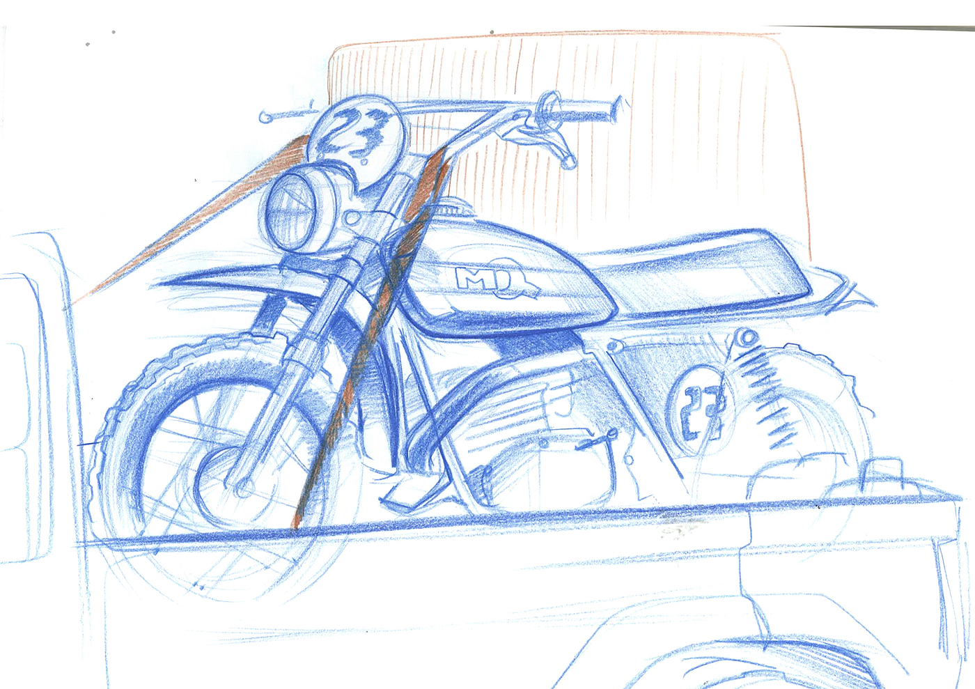 motorcycle，sketch，ps，