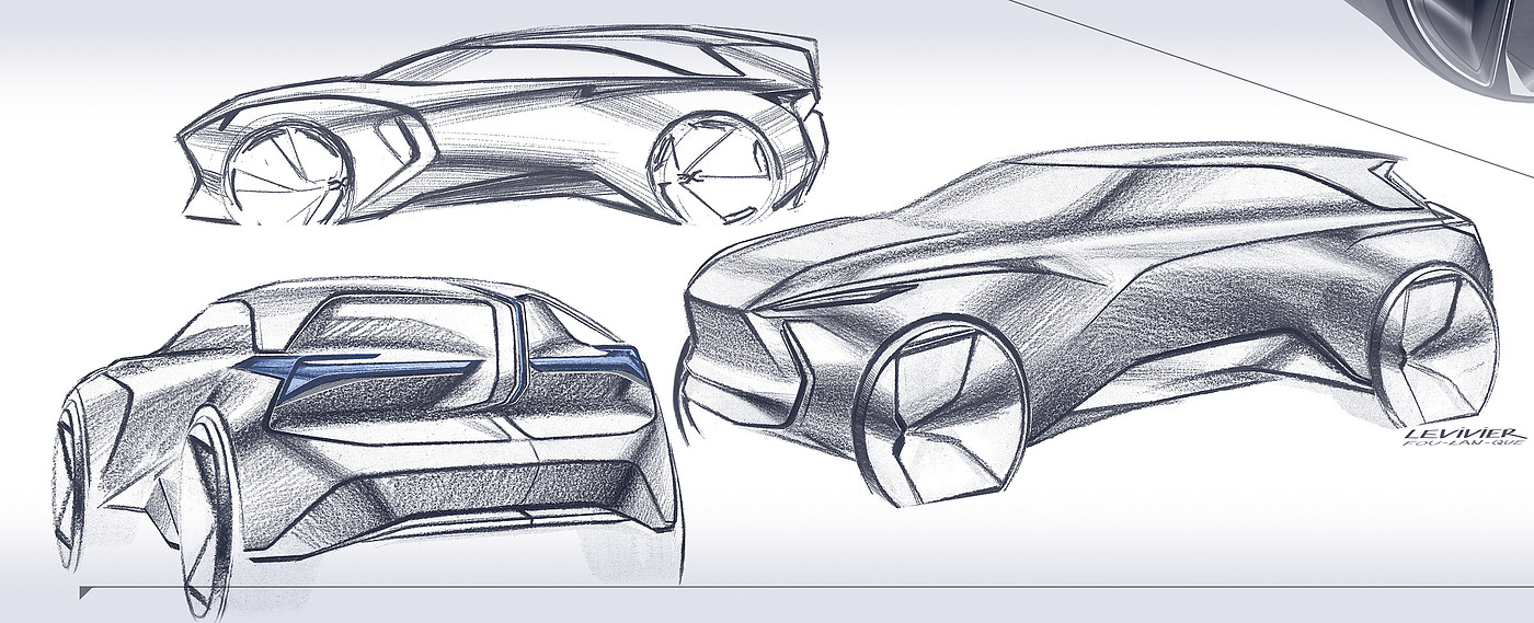 Hand drawn，Automobile design，