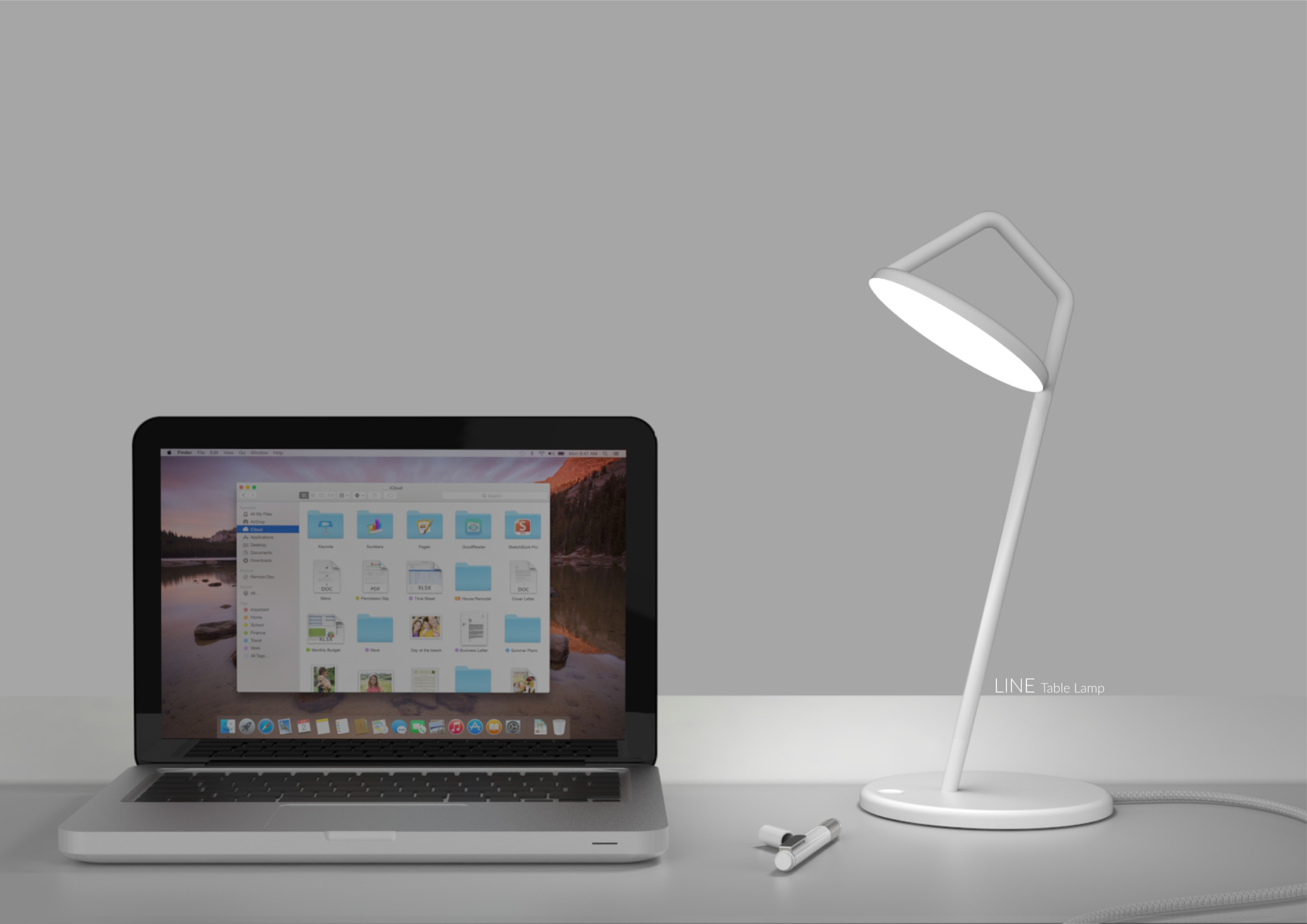Metal，product design，Desk lamp，silhouette，