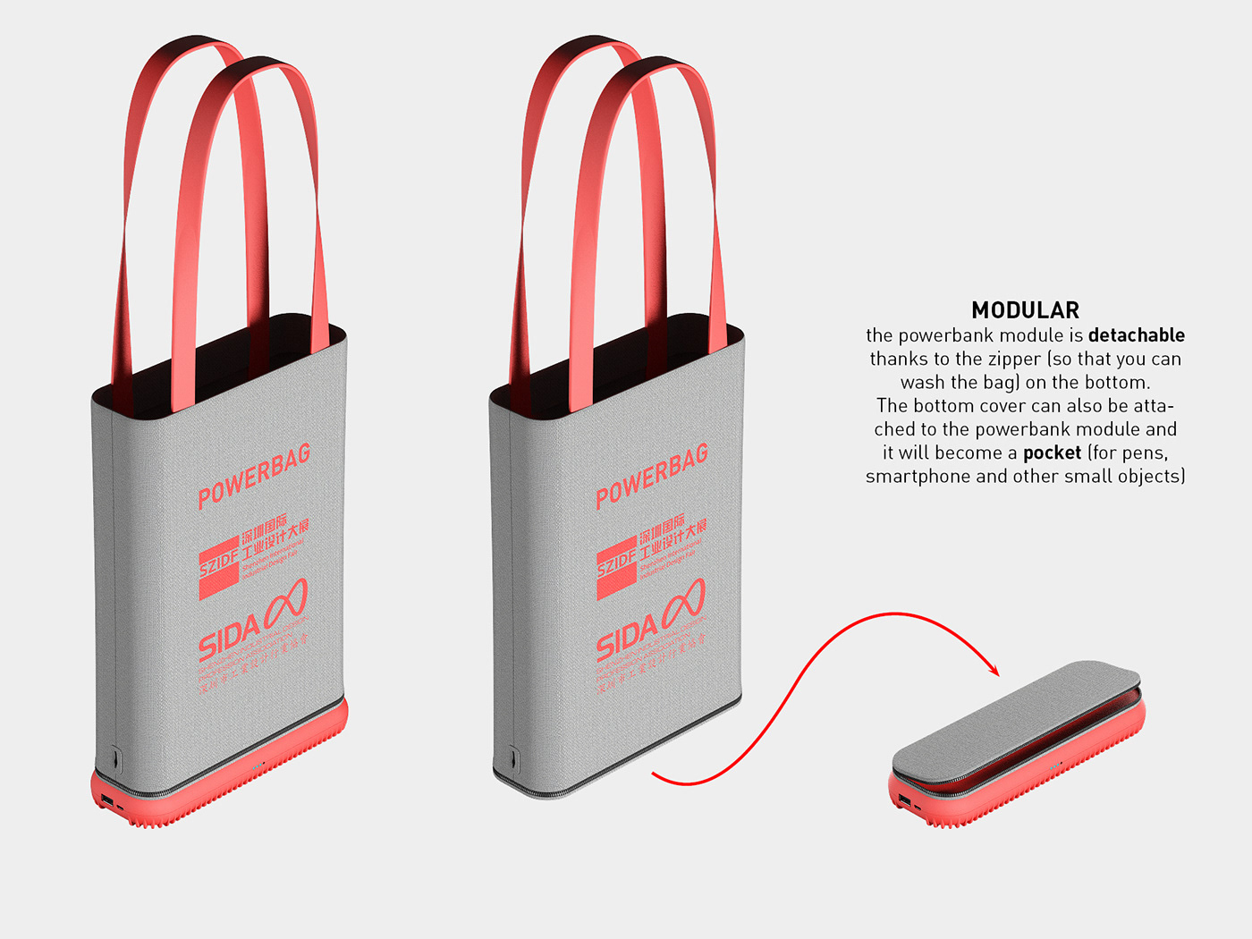 product design，industrial design，modularization，portable battery，reticule，package，