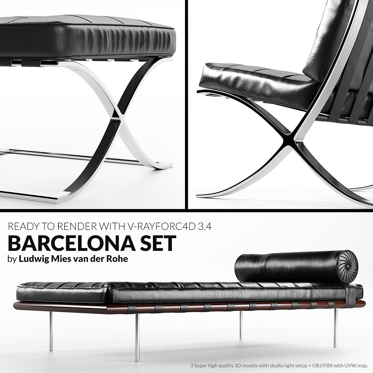 black，barcelona chair ，Photography，