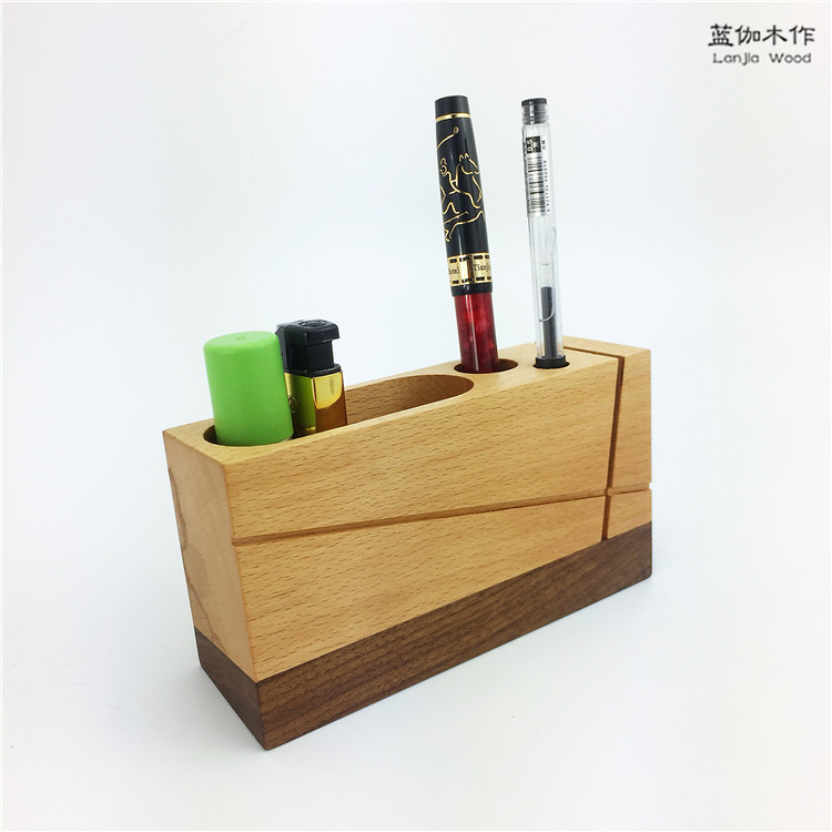 Desktop storage，Pen insert，Black walnut，solid wood，original，