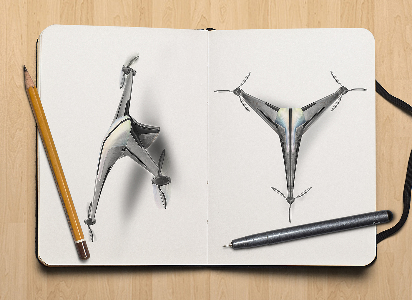 三翼，草图，无人机，概念，Concept Drone，I-KAAN，