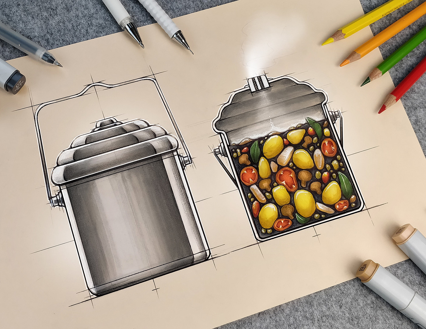 Hand drawn，marker pen，product design，