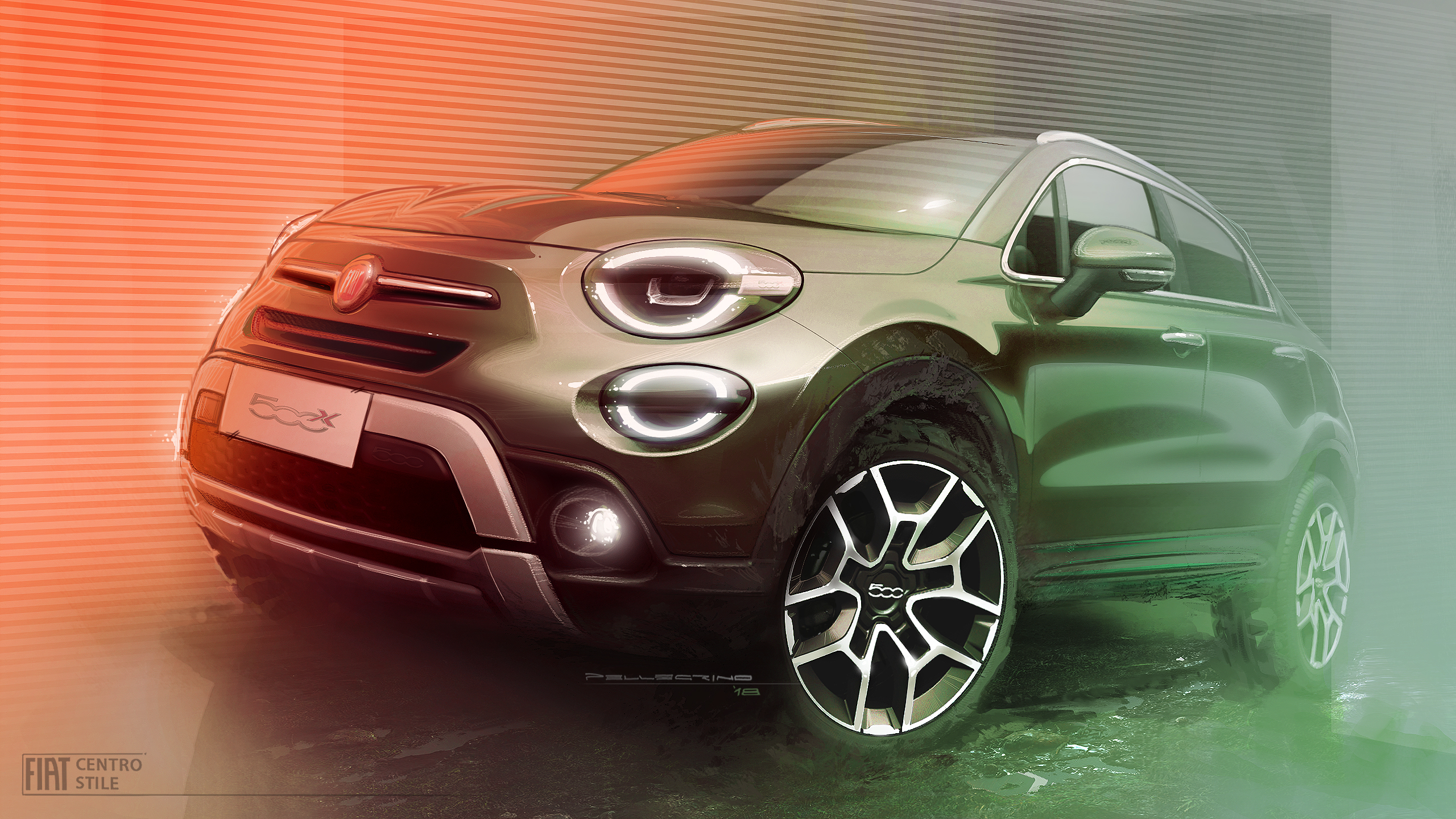 sketch，FIAT 500X，Automobile design，