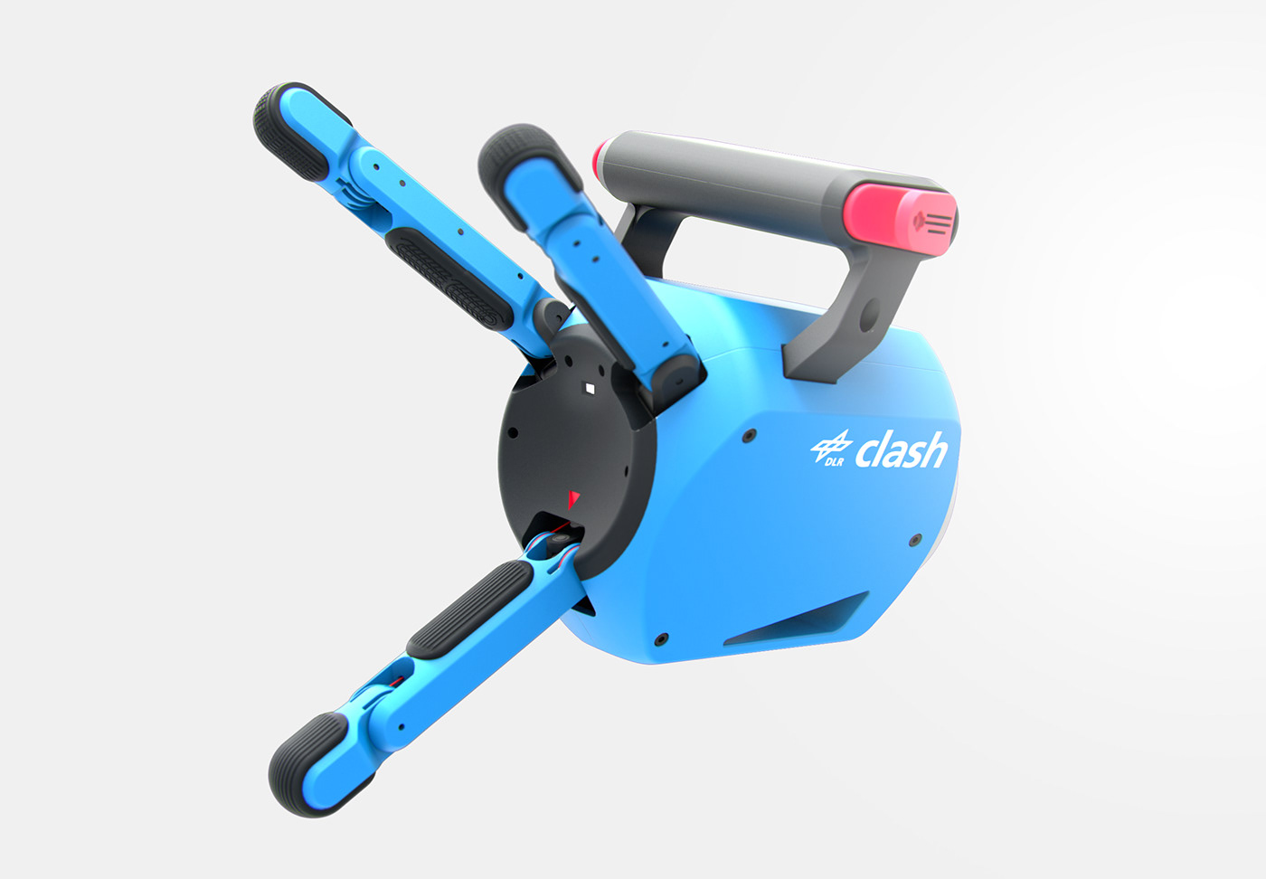 DLR，clash，3D simulation，experiment，Demonstrator，manipulator，blue，