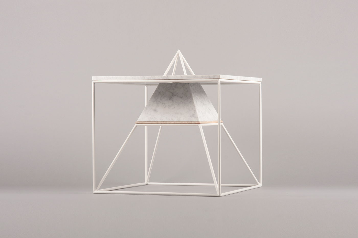 SPUTNIK-5，satellite，Coffee table，Marble，oak，Metal bar，