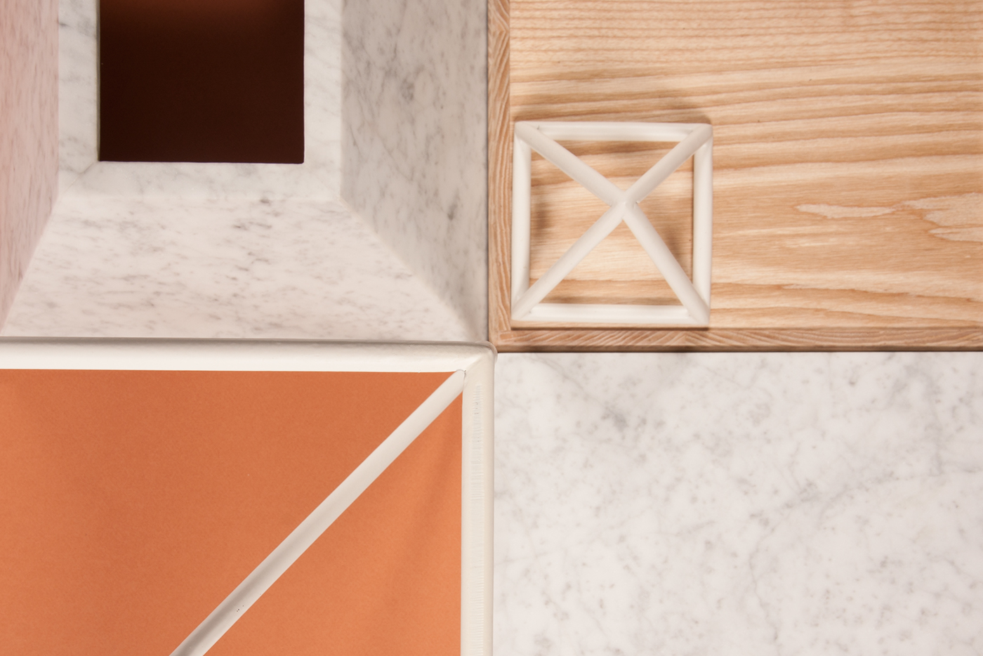 SPUTNIK-5，satellite，Coffee table，Marble，oak，Metal bar，