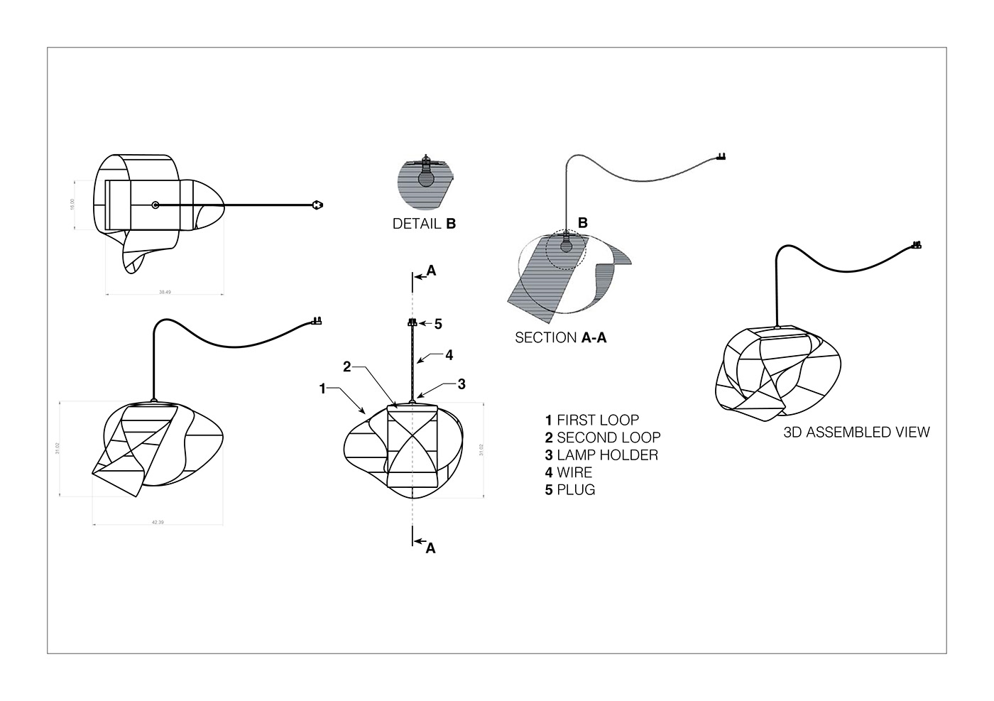 loop lamp,环形灯,编织,设计,草图