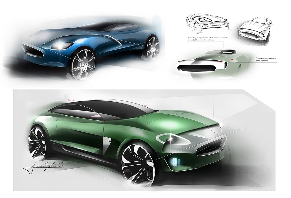 Automatic design，aerodynamics，Hand drawn products，Bicolor，industrial design，