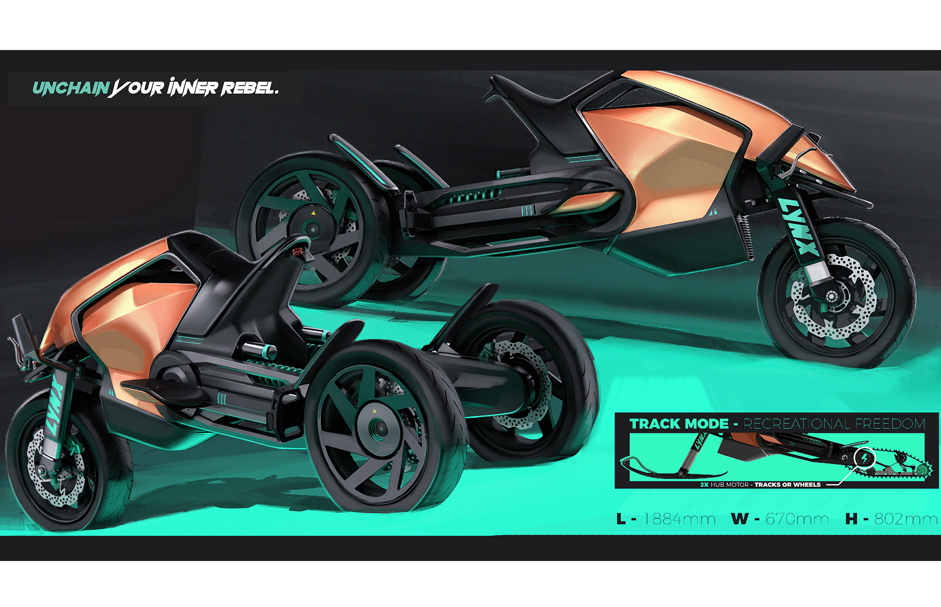 orange，motorcycle，LYNX | UNCHAINE，