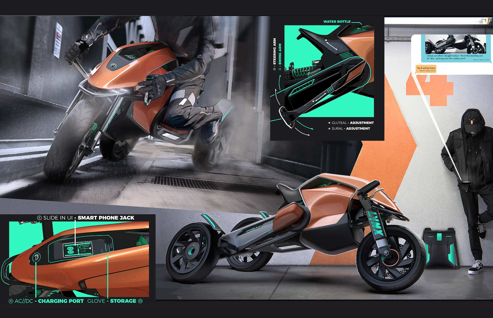 orange，motorcycle，LYNX | UNCHAINE，