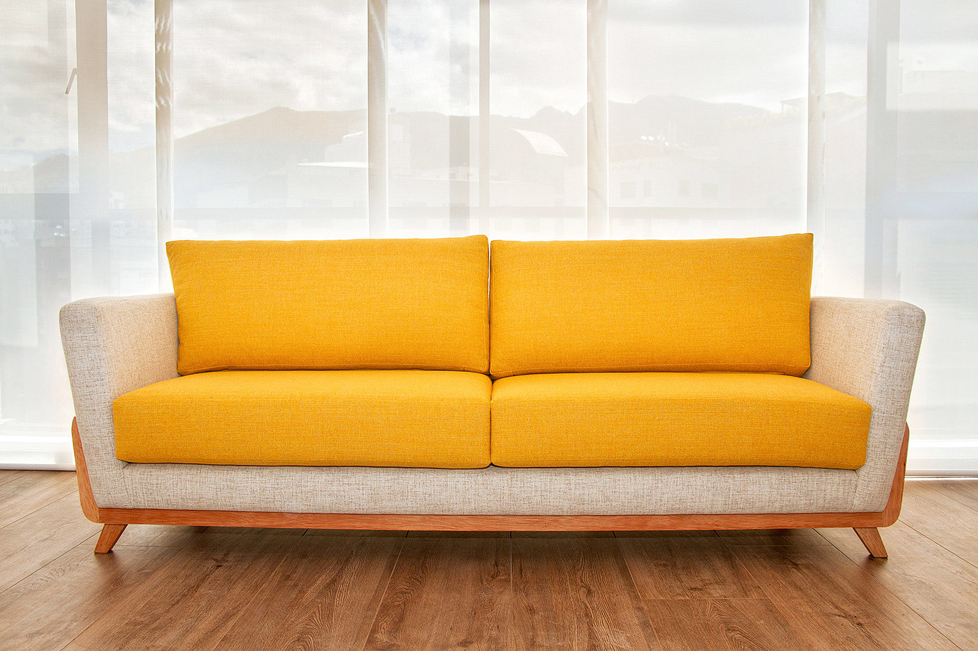 黄色，组合，沙发，布艺，Sequences，sofa，木架，