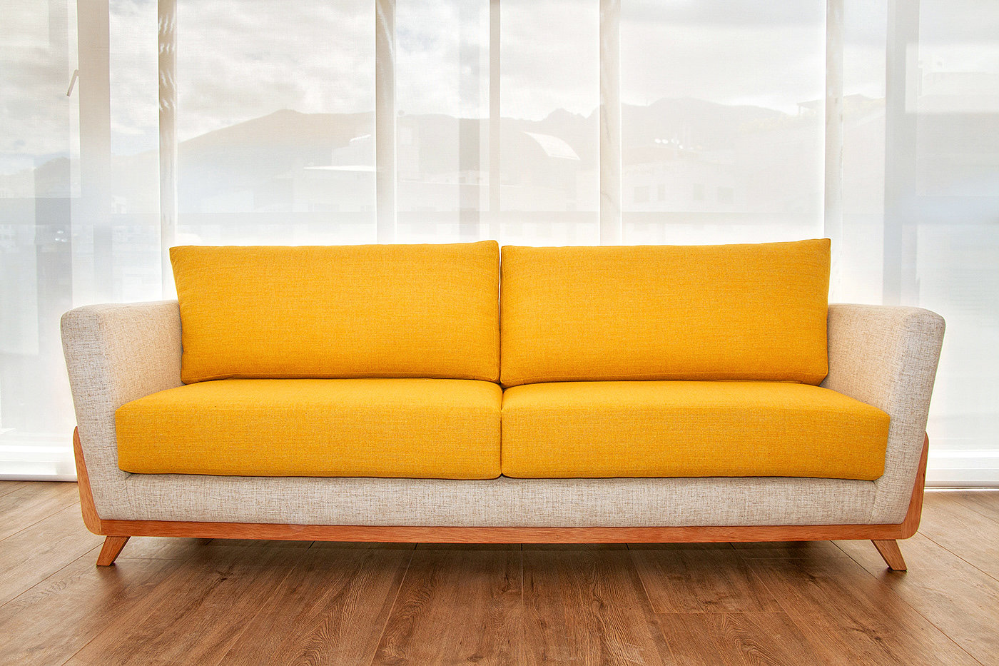 yellow，combination，sofa，fabric art，Sequences，sofa，Wooden frame，