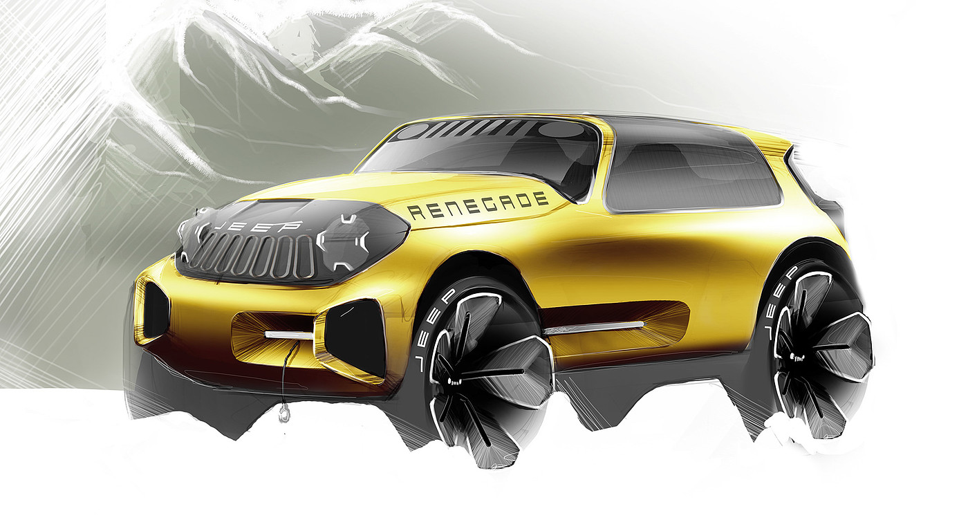 sketch，3D rendering，Automobile design，