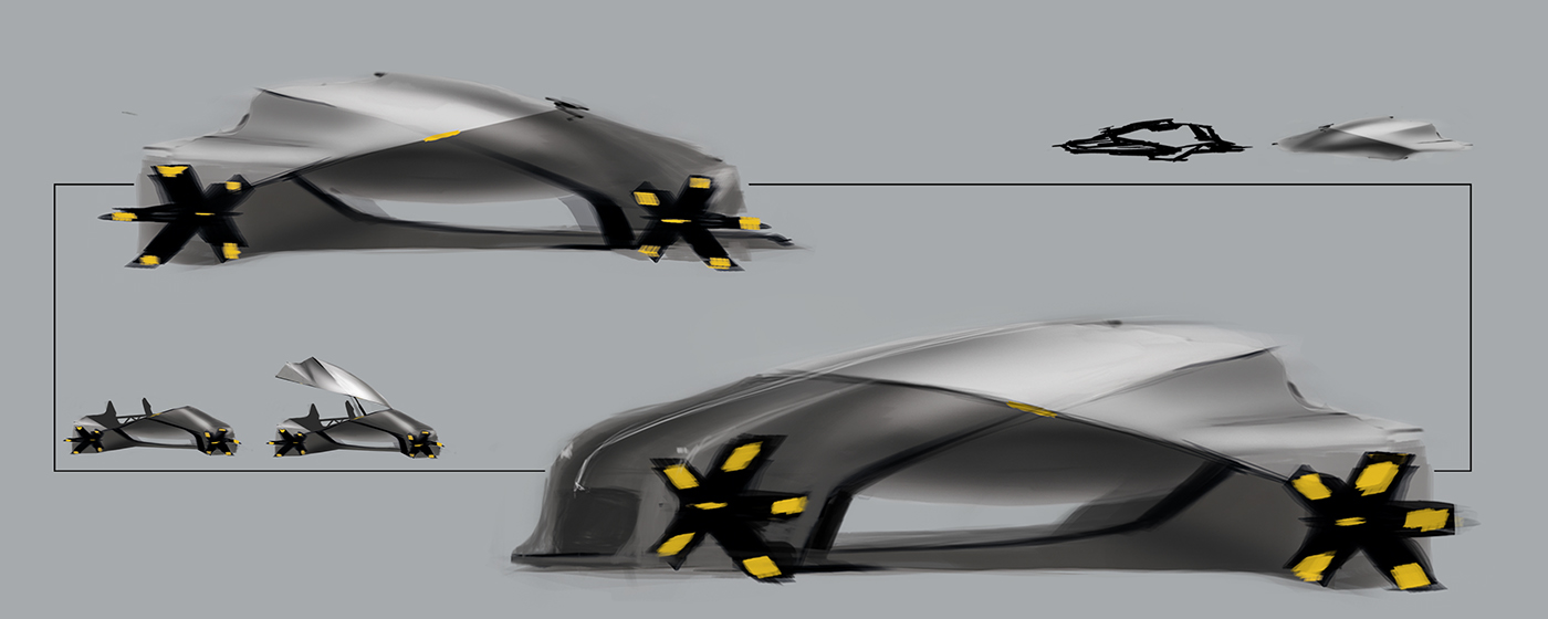 Concept car，Sketch works，Hand drawn，