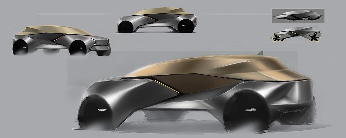 Concept car，Sketch works，Hand drawn，