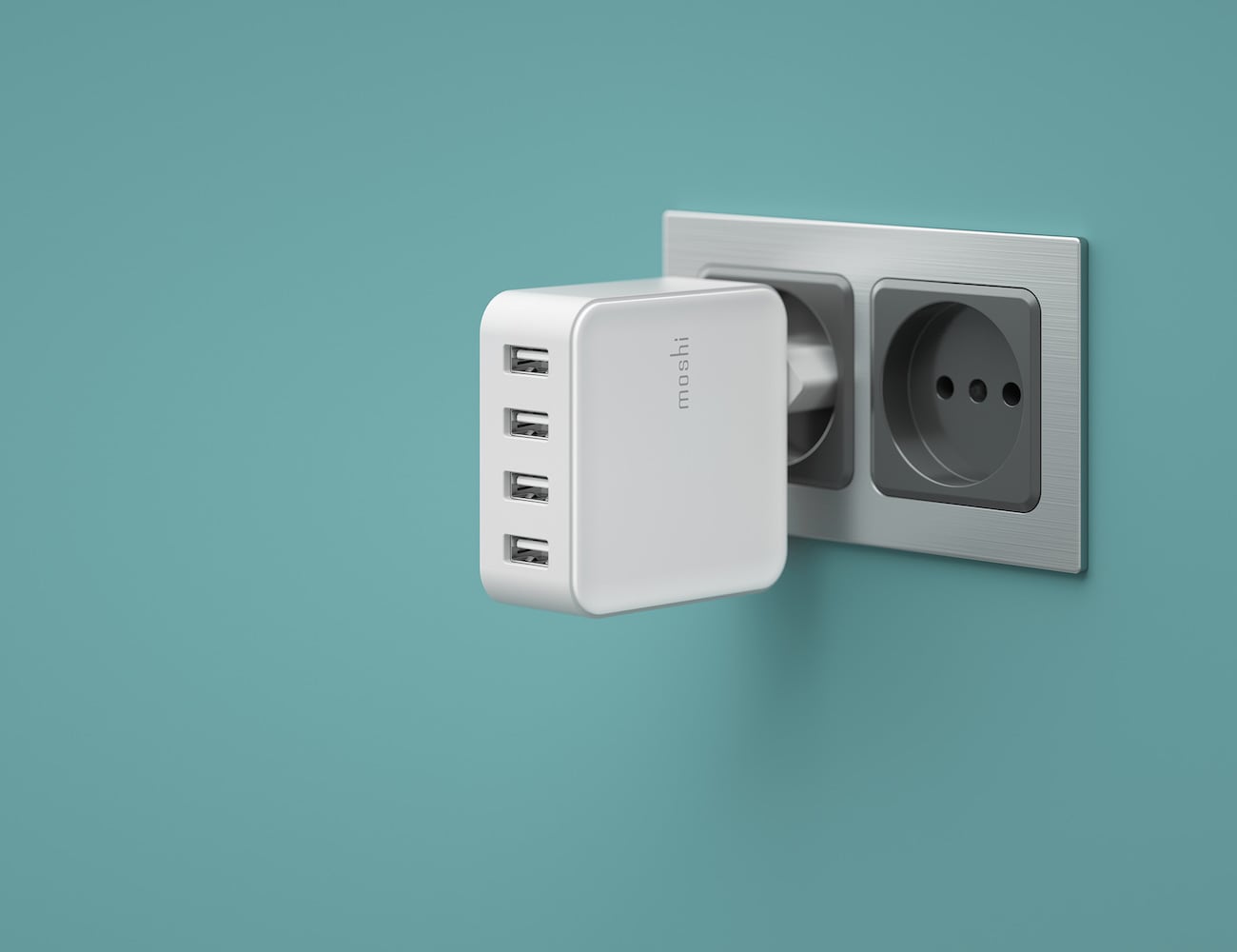 white，Port USB charger，Moshi ProGeo，