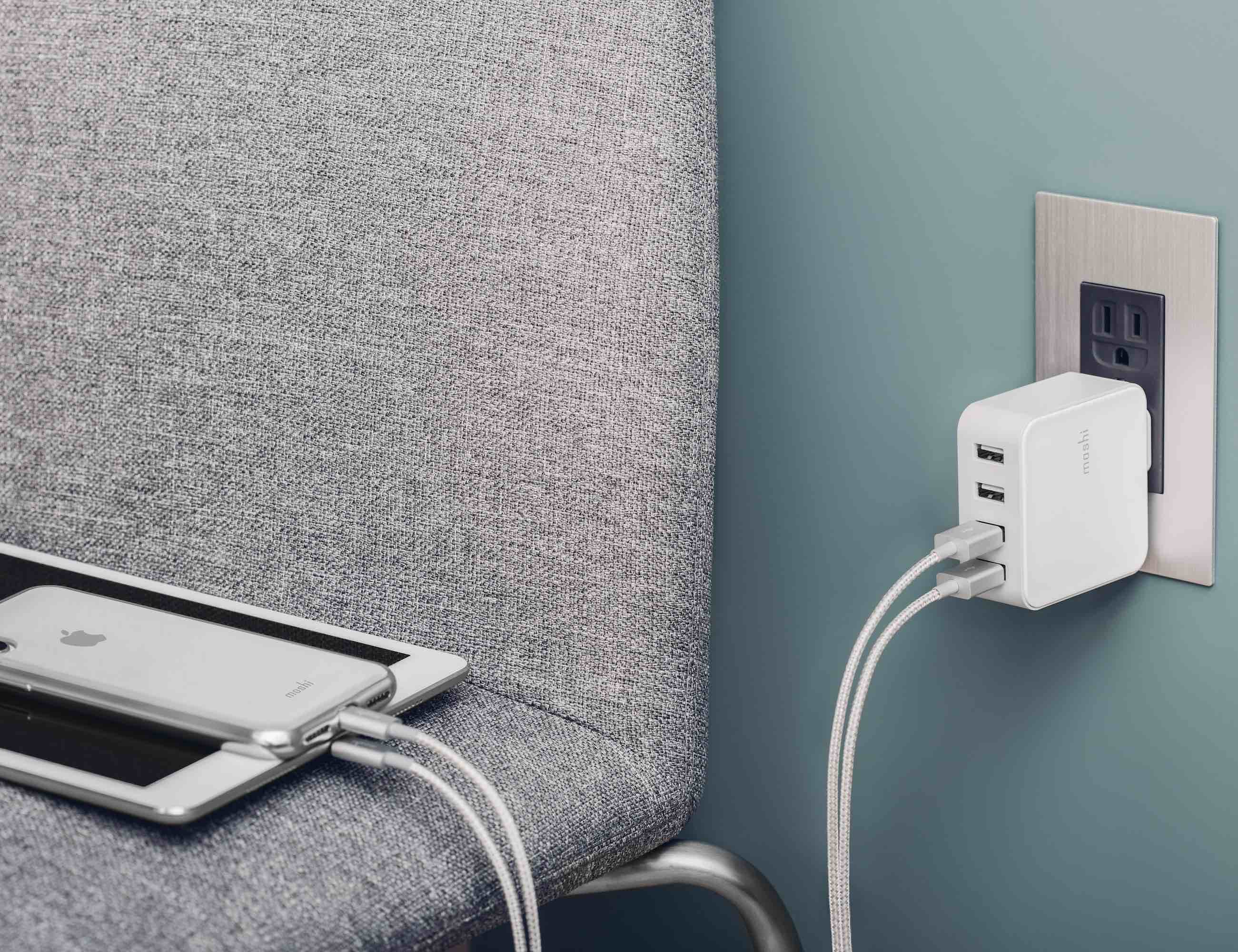 white，Port USB charger，Moshi ProGeo，