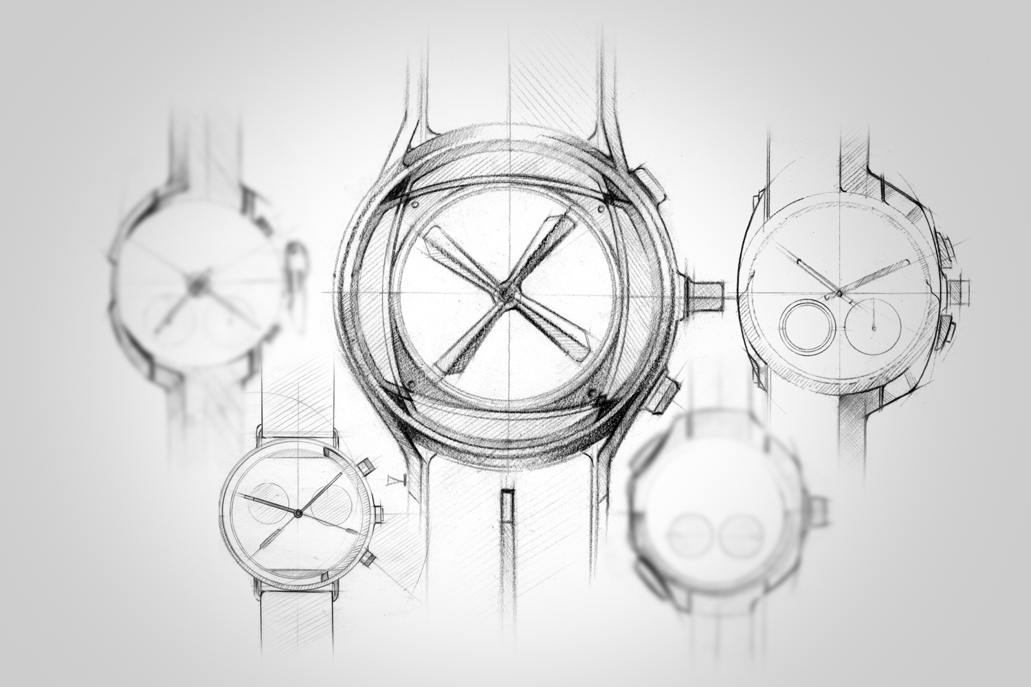 【手绘】圆的产品很难画,超精致的手表设计草图!