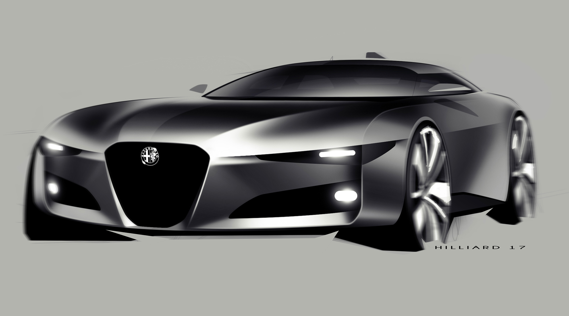 汽车设计超炫酷概念汽车手绘效果图