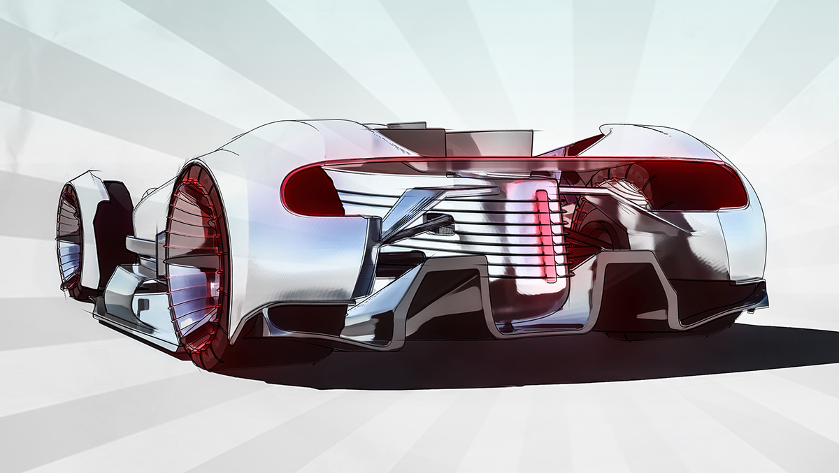 Hand drawn，Sports car，vehicle，industrial design，