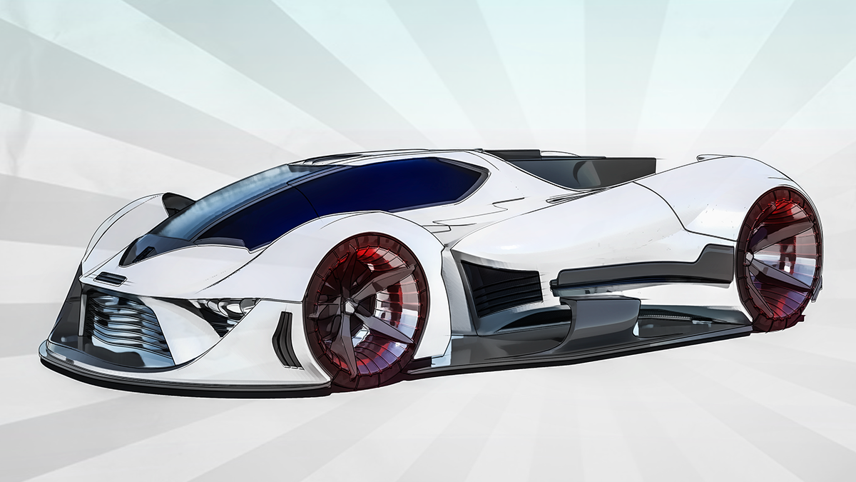 Hand drawn，Sports car，vehicle，industrial design，